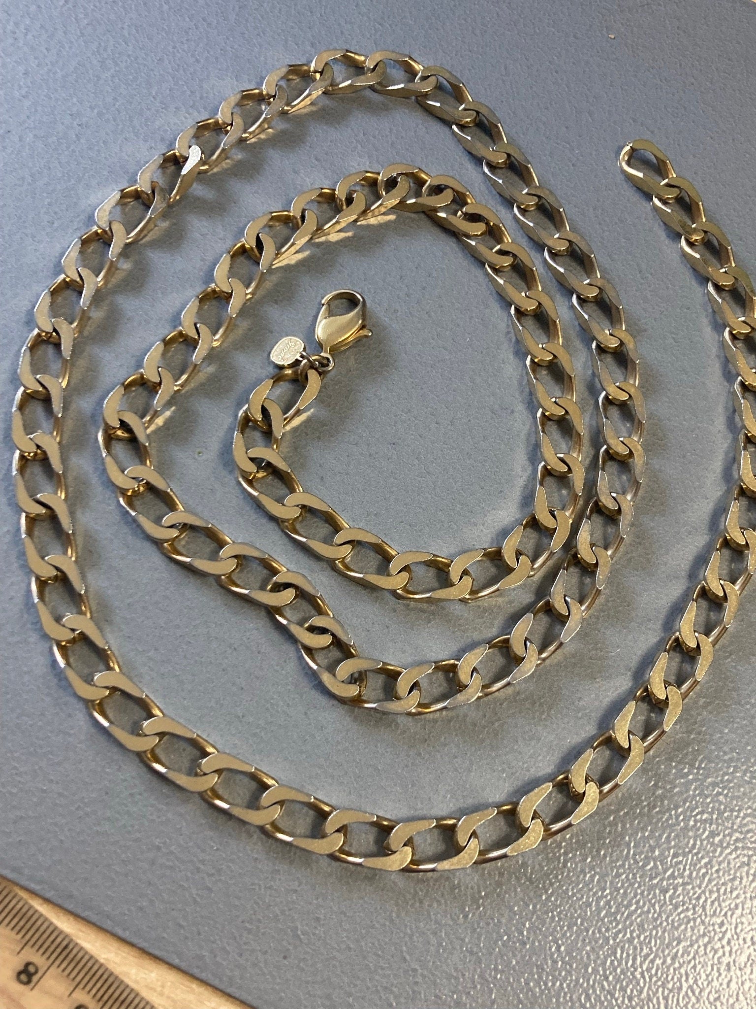 signed GROSSE gold plated heavy curb chain necklace German designer