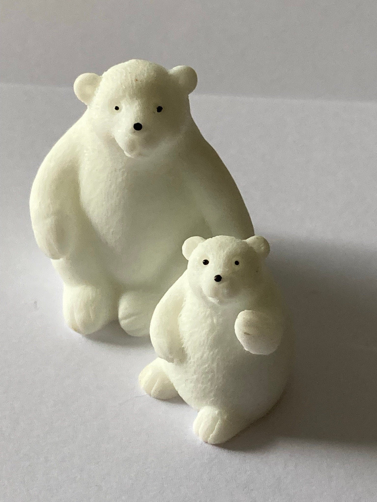 2 miniature mother and baby polar bear topper Christmas cake decoration faux ice sold separately