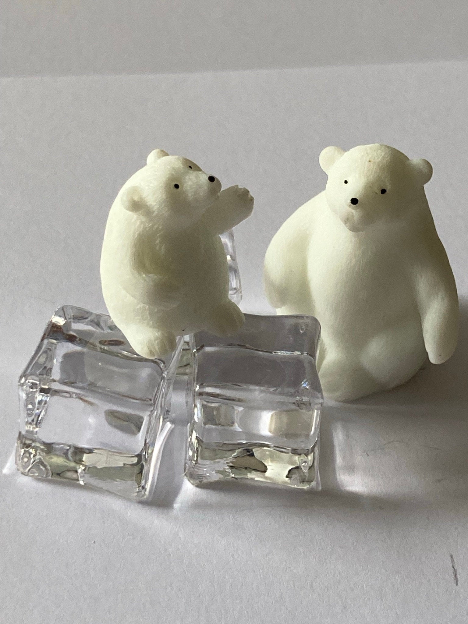 2 miniature mother and baby polar bear topper Christmas cake decoration faux ice sold separately