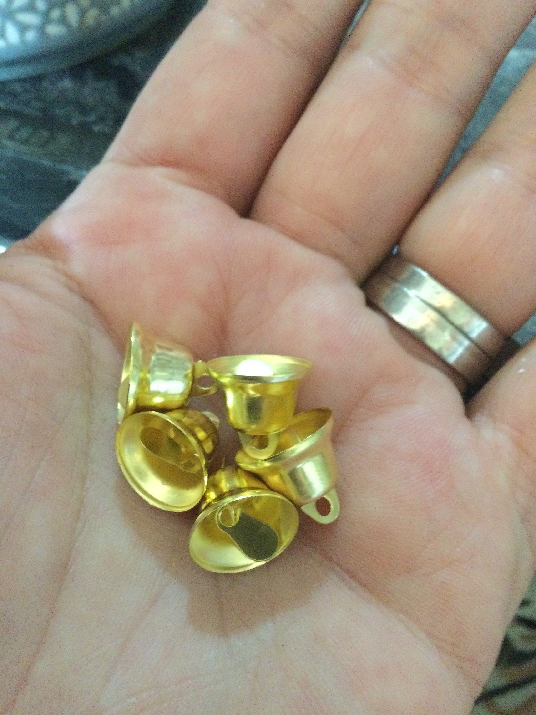 Pack of 25 14mm brass metal mini gold bells