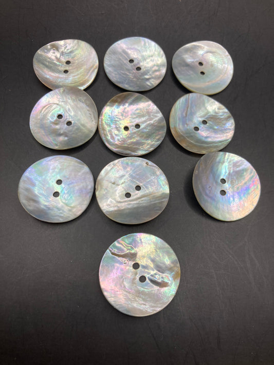 10 x 25mm large round circle natural Mother of Pearl Buttons Sewing Haberdashery