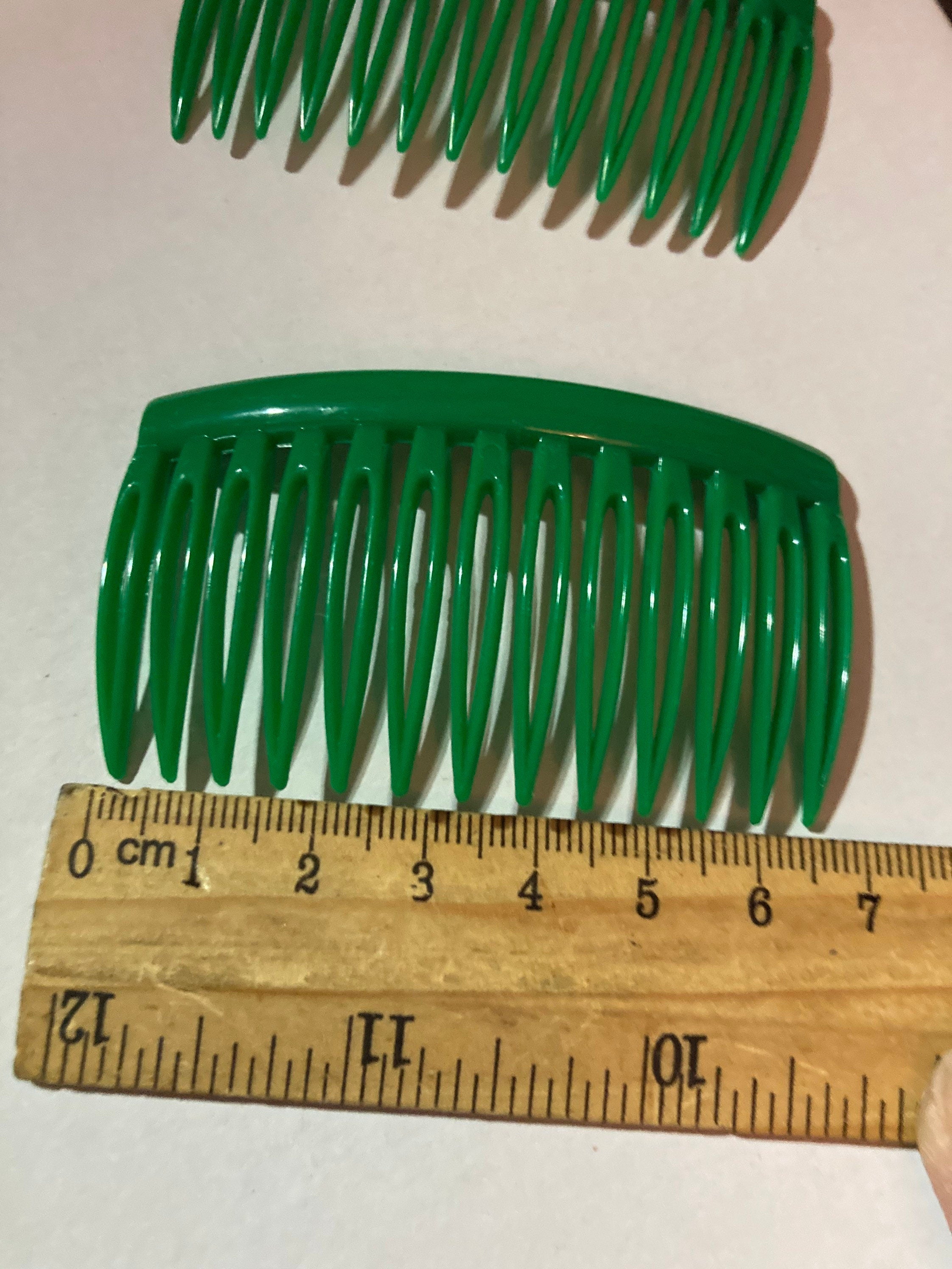 vintage 2 x bright green pair hair combs 2 slides prom party