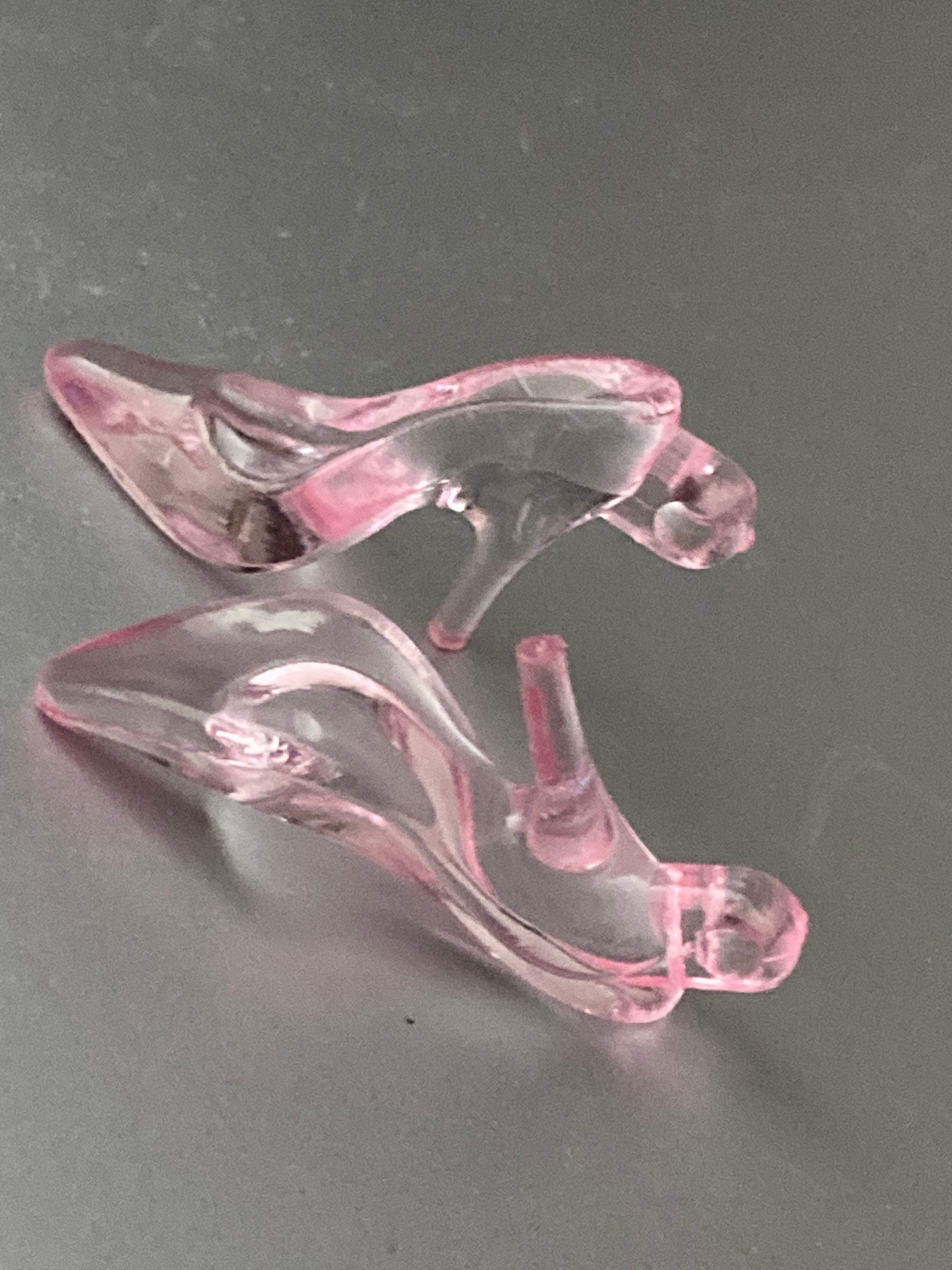 pair of clear pink stiletto heel shoes plastic Cake topper decoration