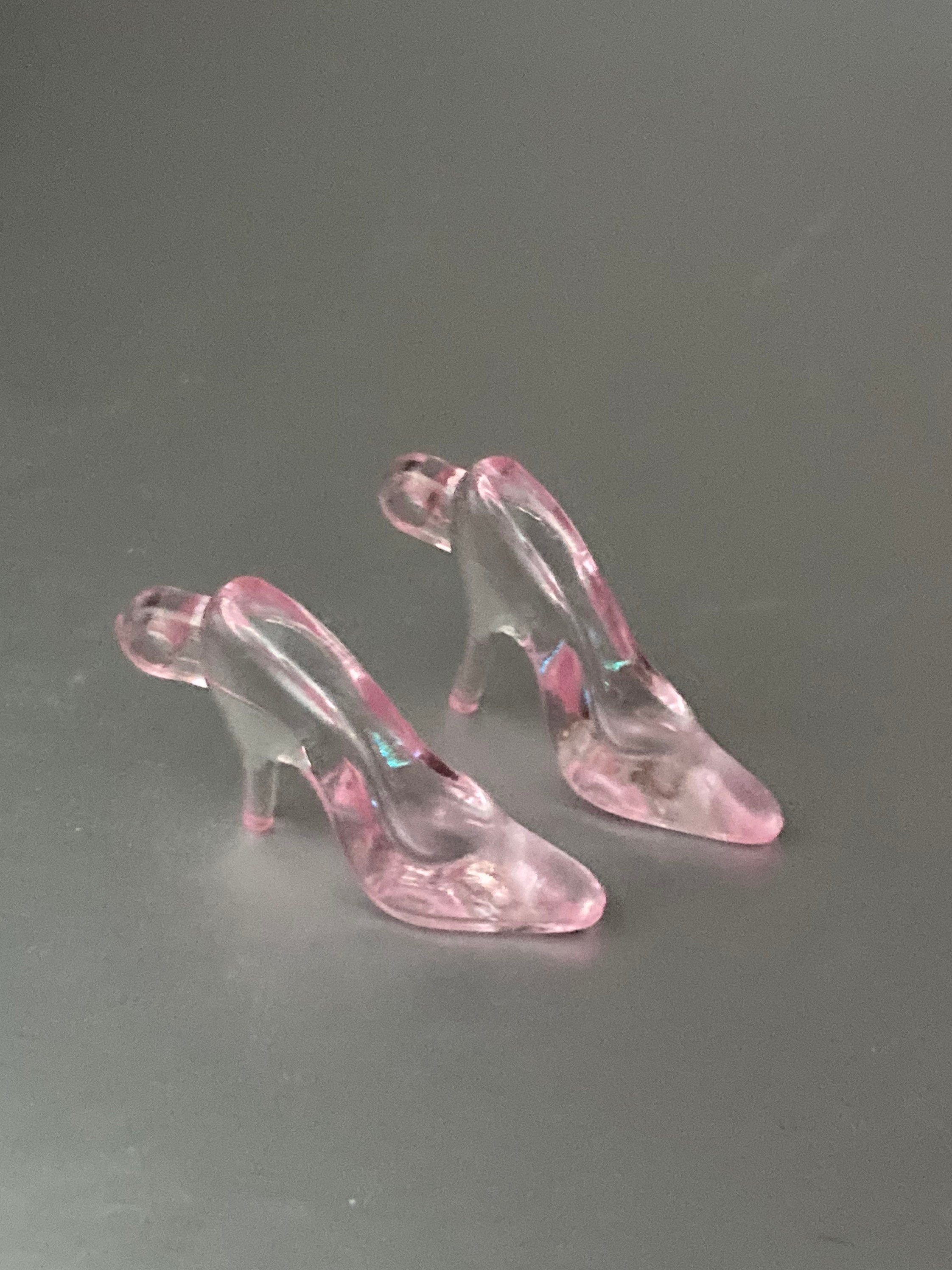 pair of clear pink stiletto heel shoes plastic Cake topper decoration