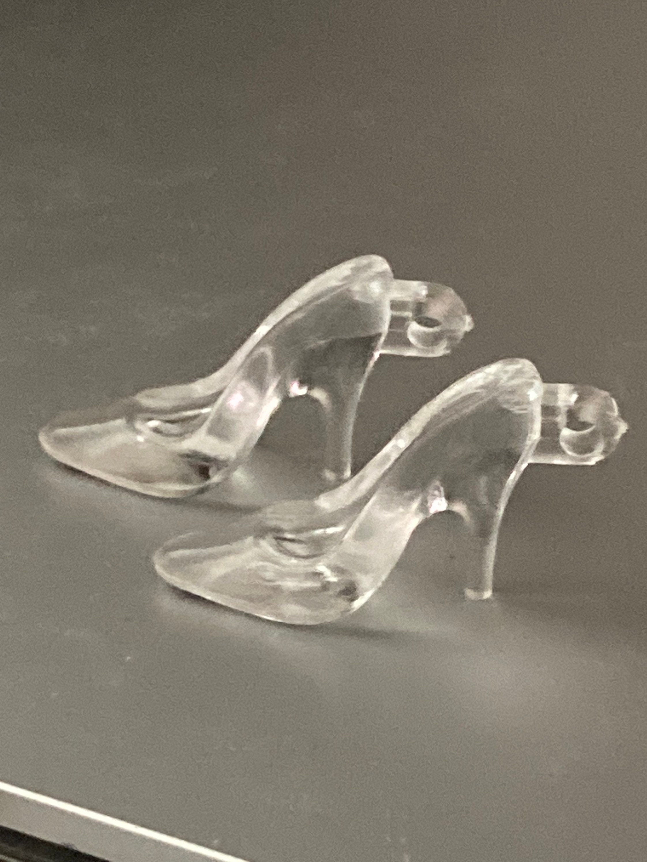 pair of clear stiletto heel shoes plastic Cake topper decoration charm