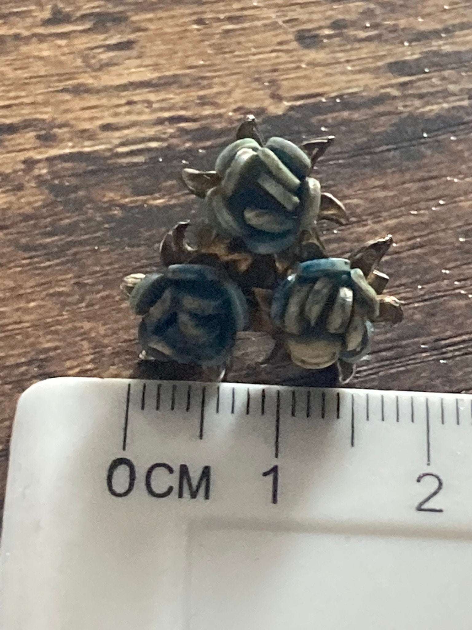 Vintage silver tone pastel blue green roses floral clip on mid century stud earrings