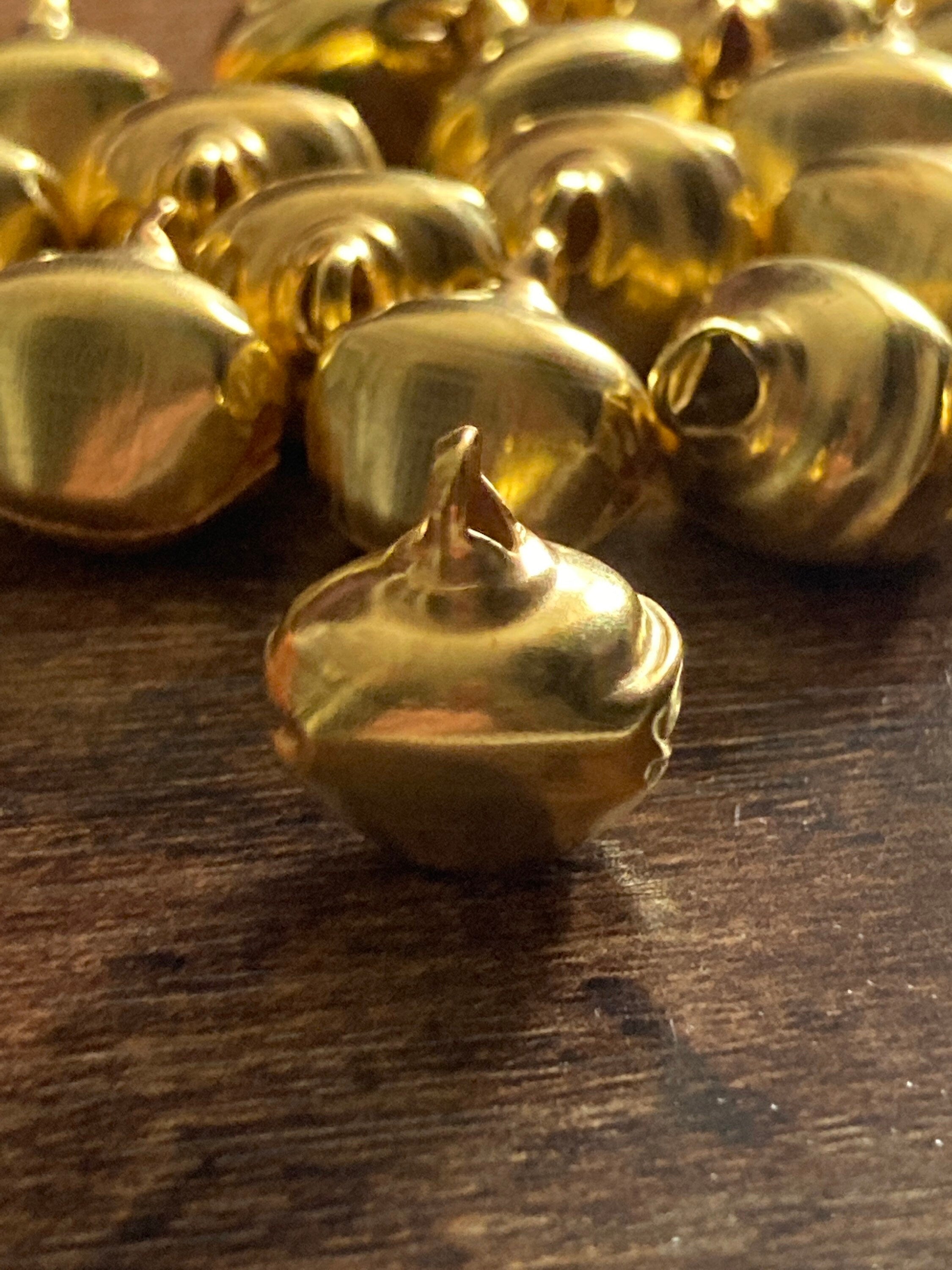 Pack of 25 14mm brass metal mini gold bells