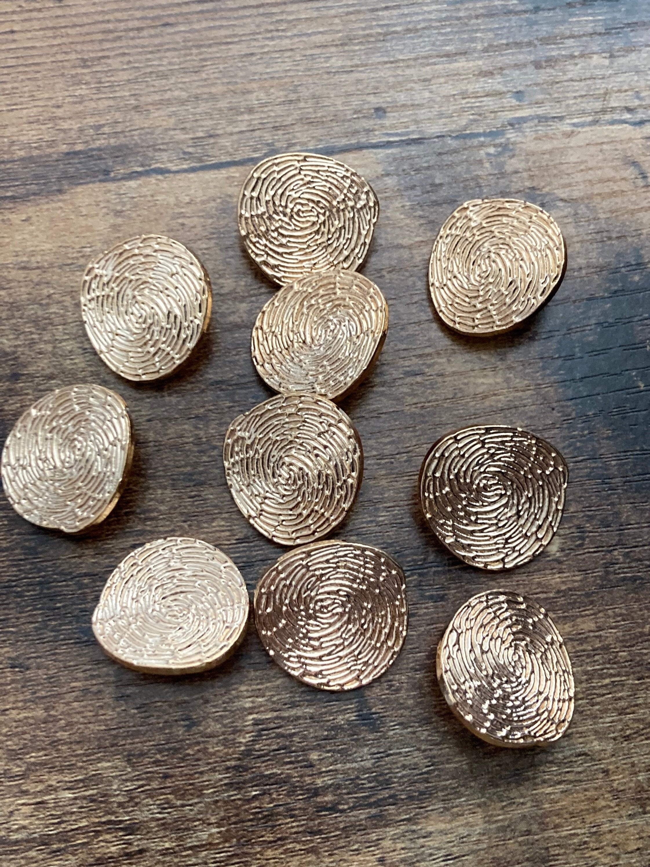 10 x 22mm large textured swirl gold buttons metal shank