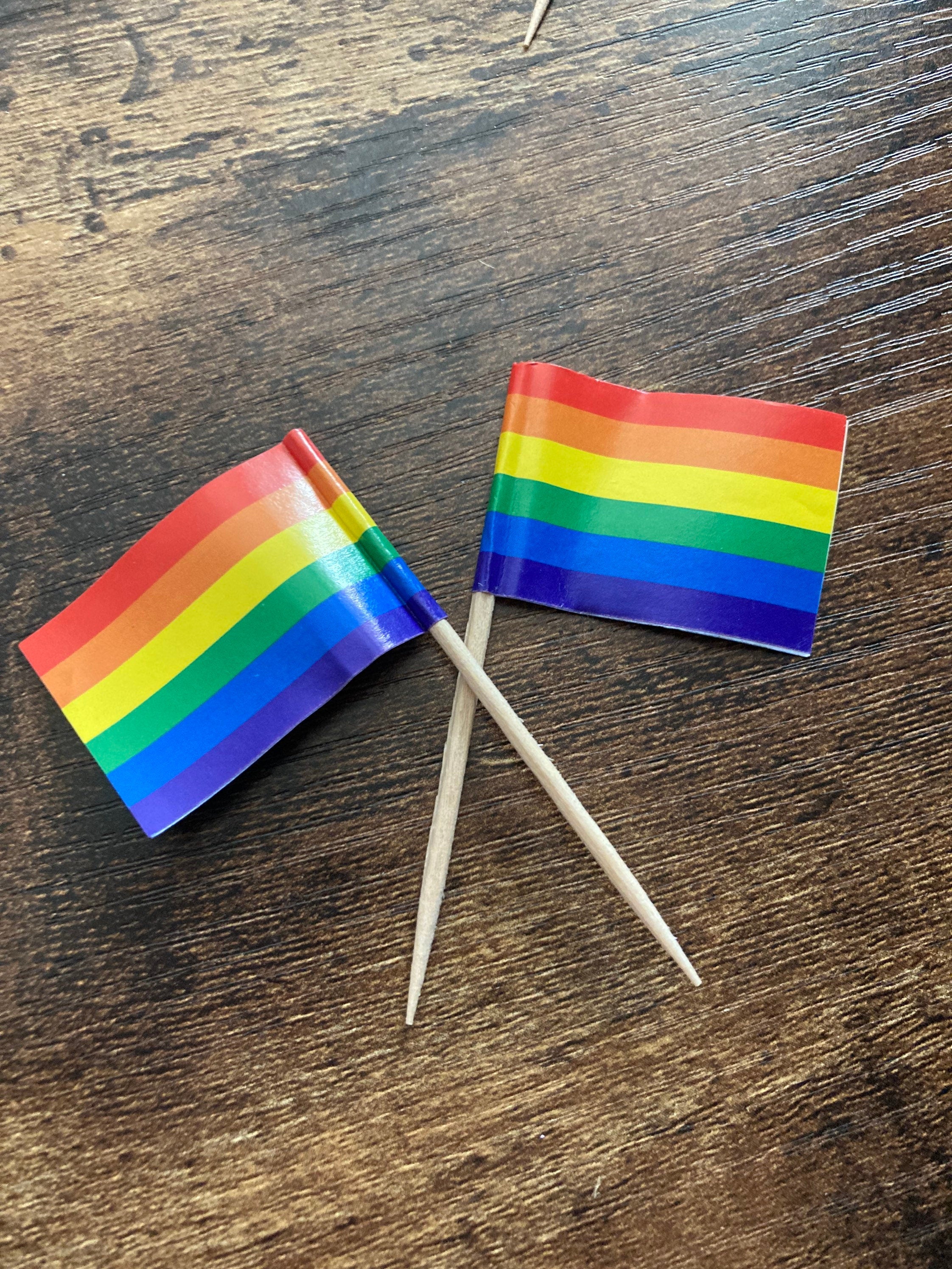 pack of 50 x Vintage Retro Miniature rainbow Flag Cocktail Sticks picks Gay pride