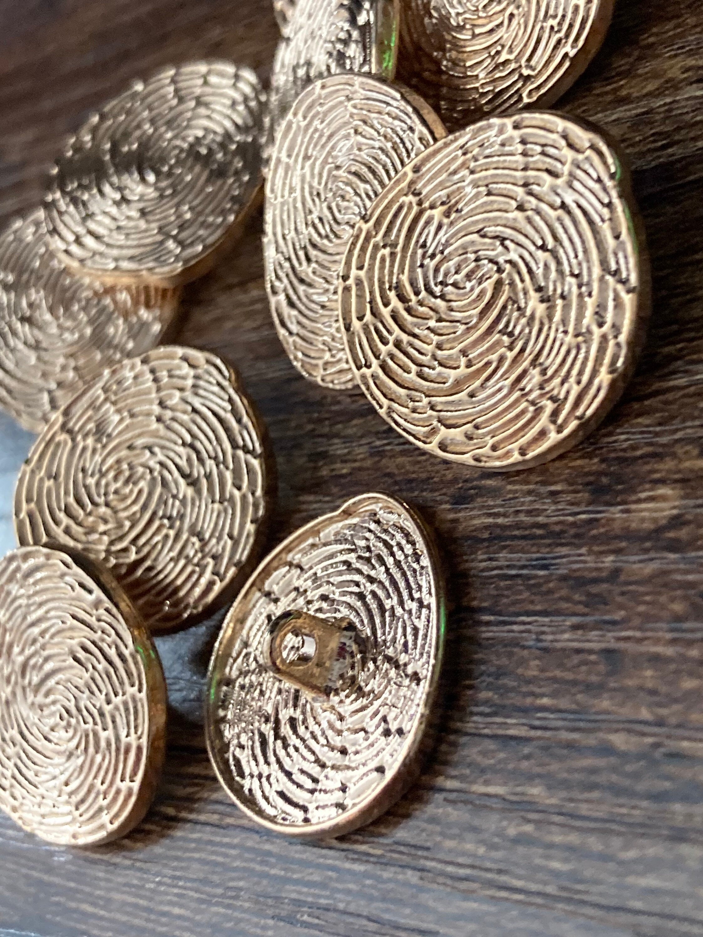 10 x 22mm large textured swirl gold buttons metal shank