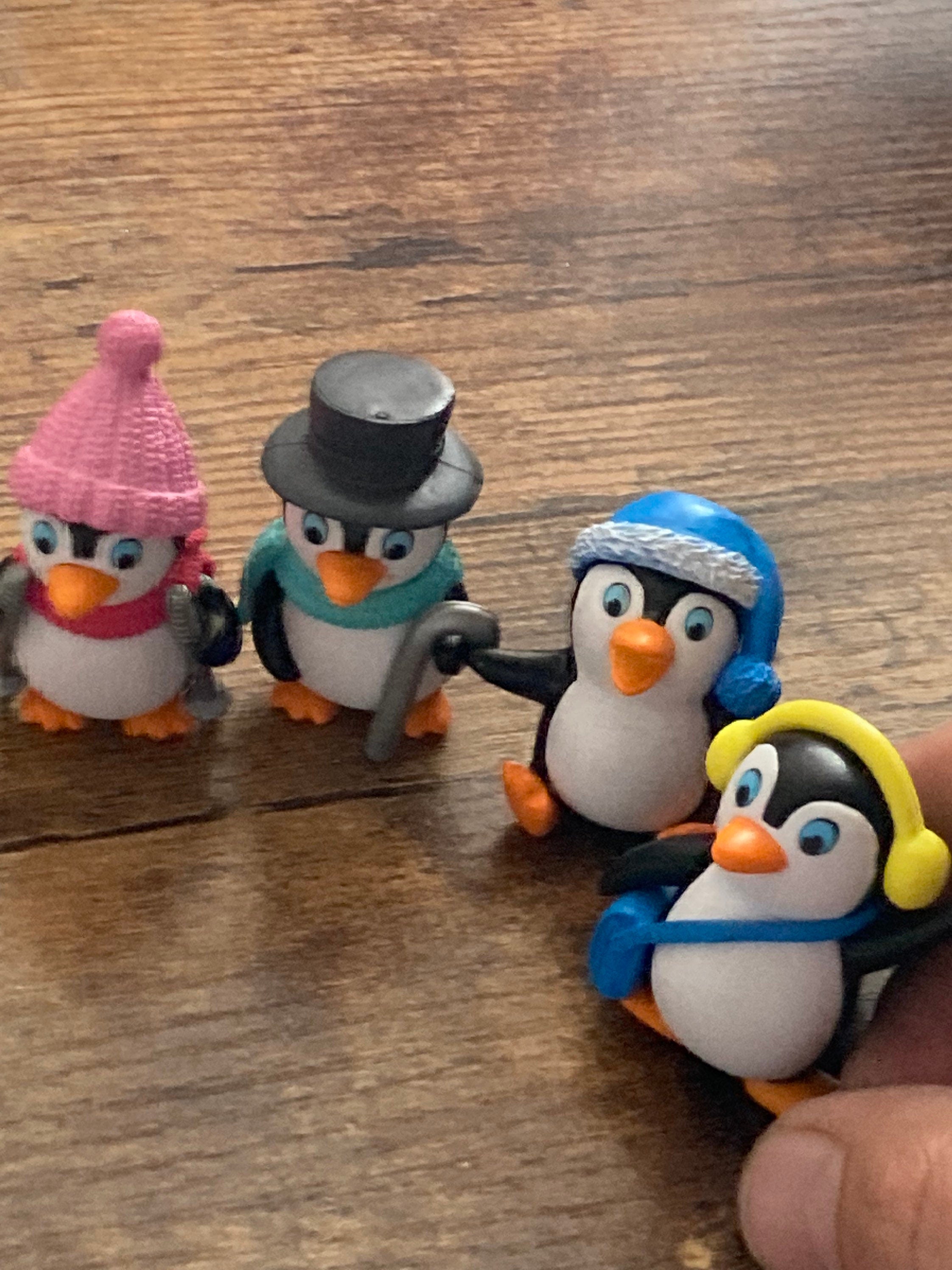 4 penguin cake toppers Christmas winter cake decorations