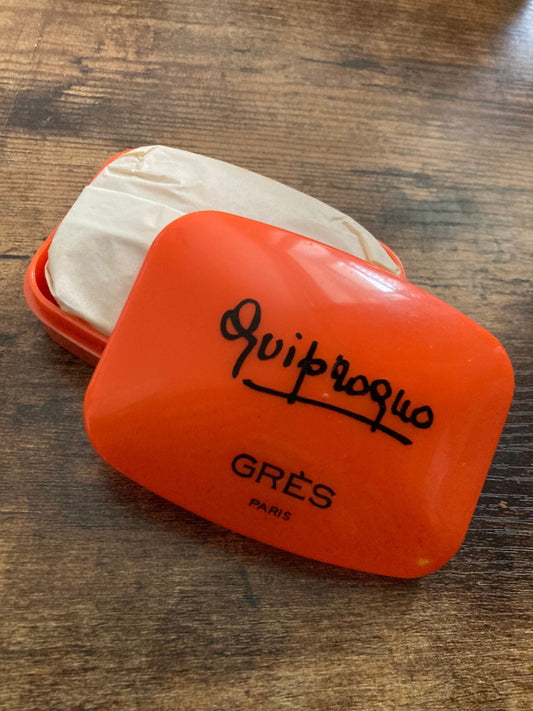 Quiproquo GRES Paris wrapped unused soap in red plastic case vintage cosmetics