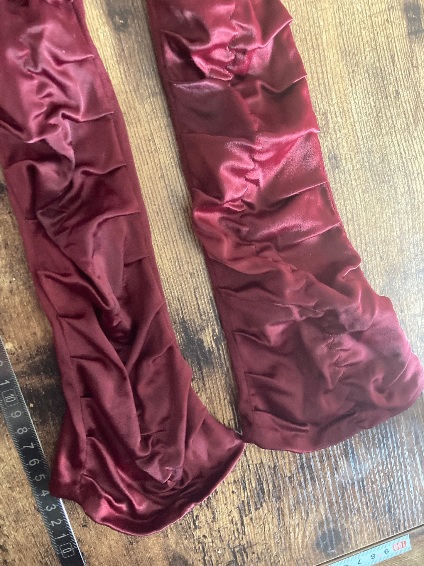 vintage size 7.5 deep metallic red long 43cm length mid near elbow length formal evening gloves