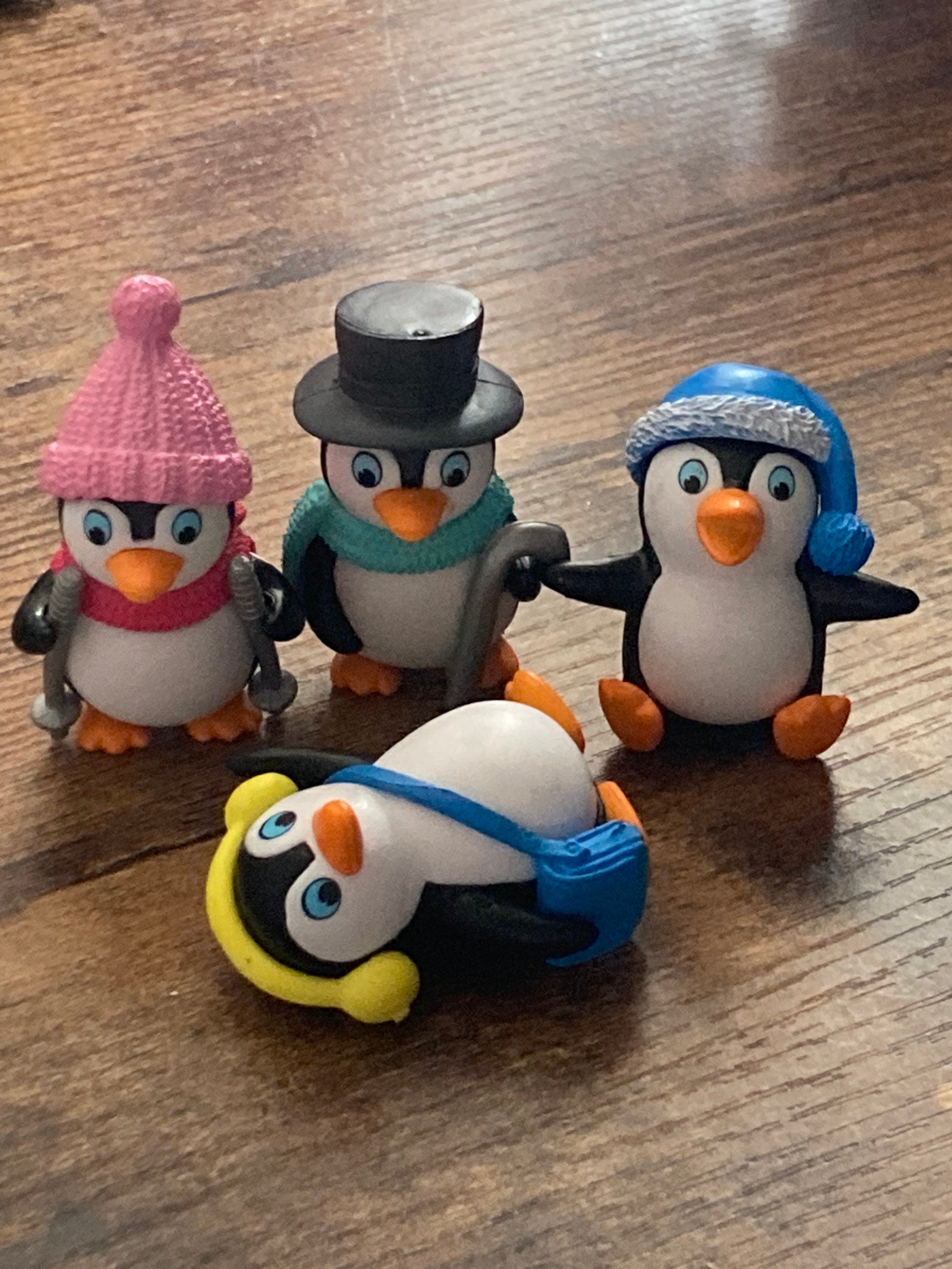 4 penguin cake toppers Christmas winter cake decorations