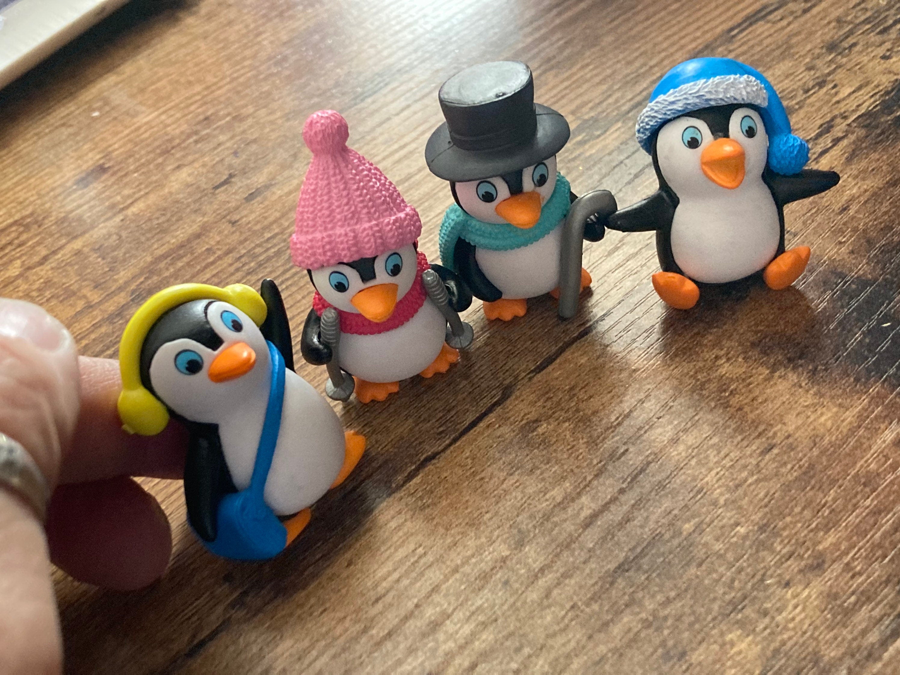 4 penguin cake toppers Christmas winter cake decorations