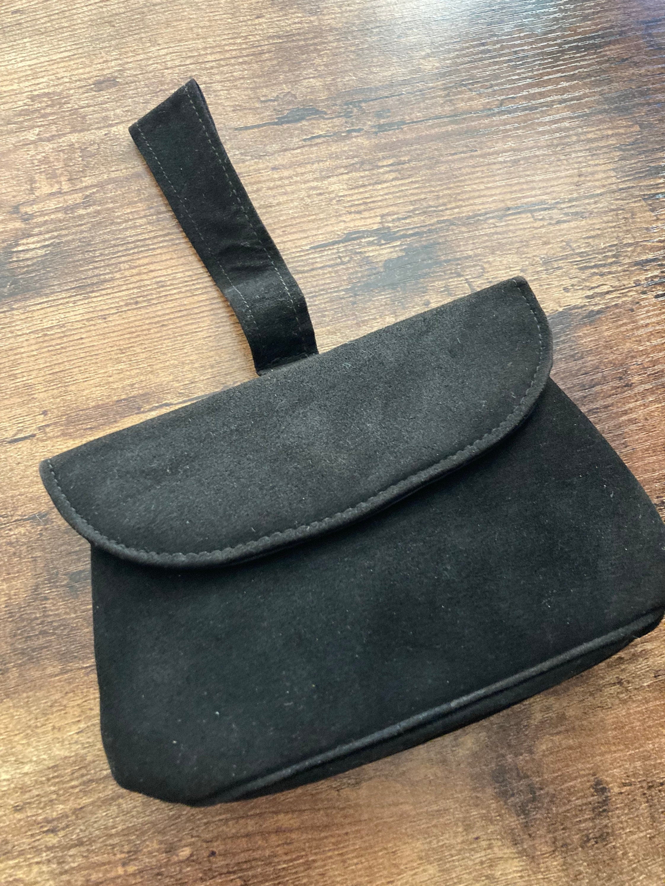 Vintage Black Small black suede Evening Purse 1960s