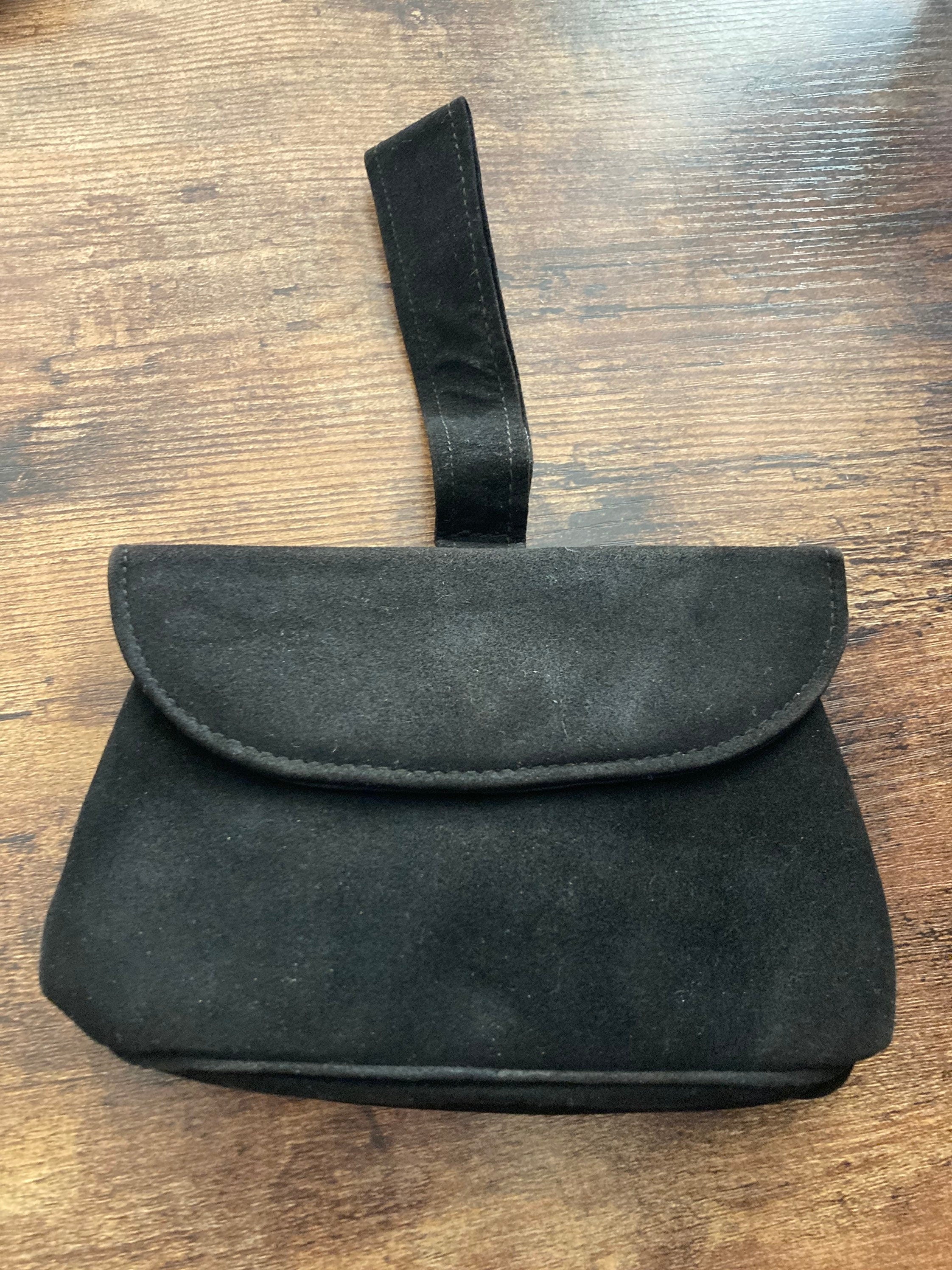 Vintage Black Small black suede Evening Purse 1960s