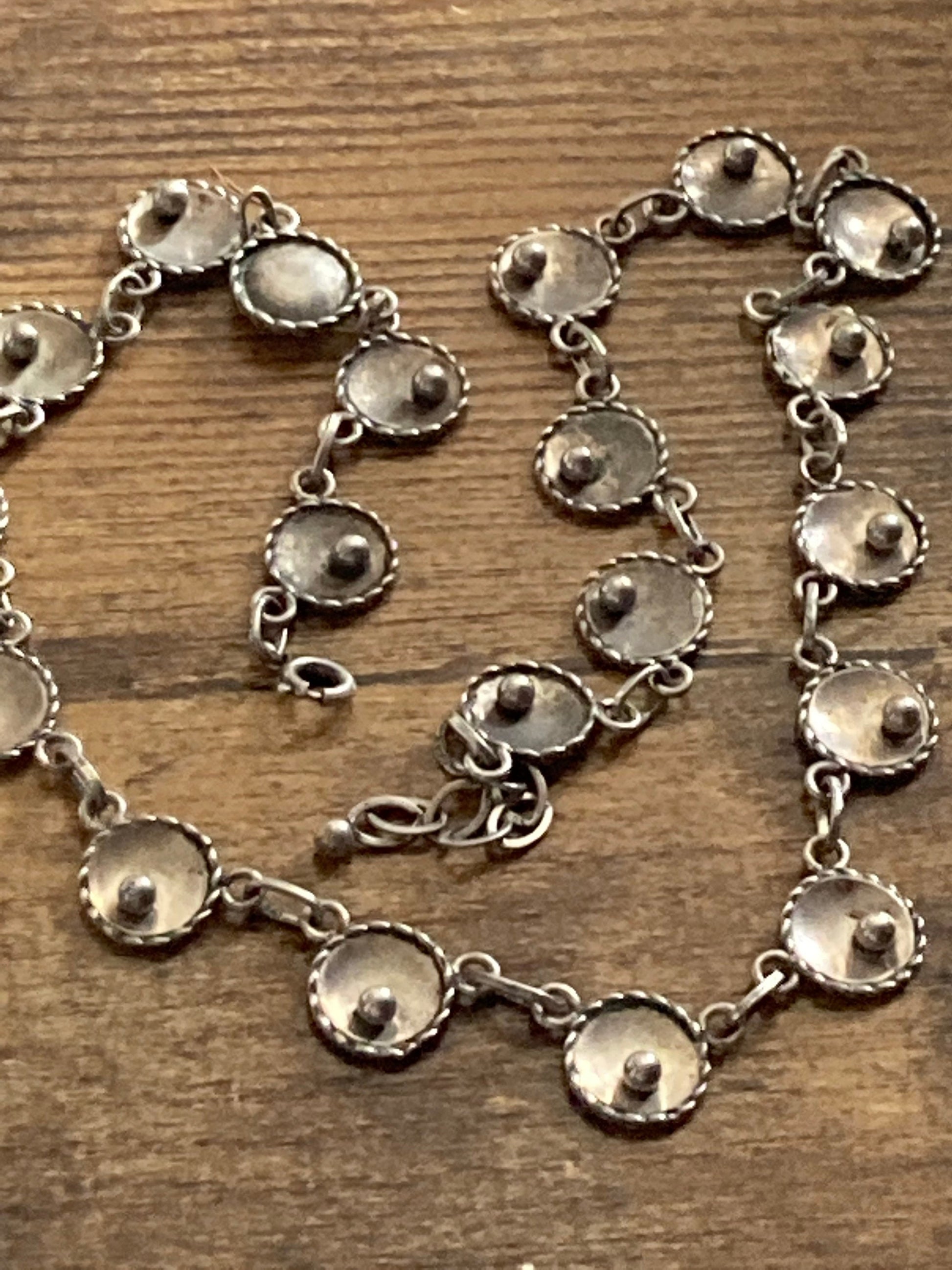 835 German continental silver modernist ball and cup chain necklace