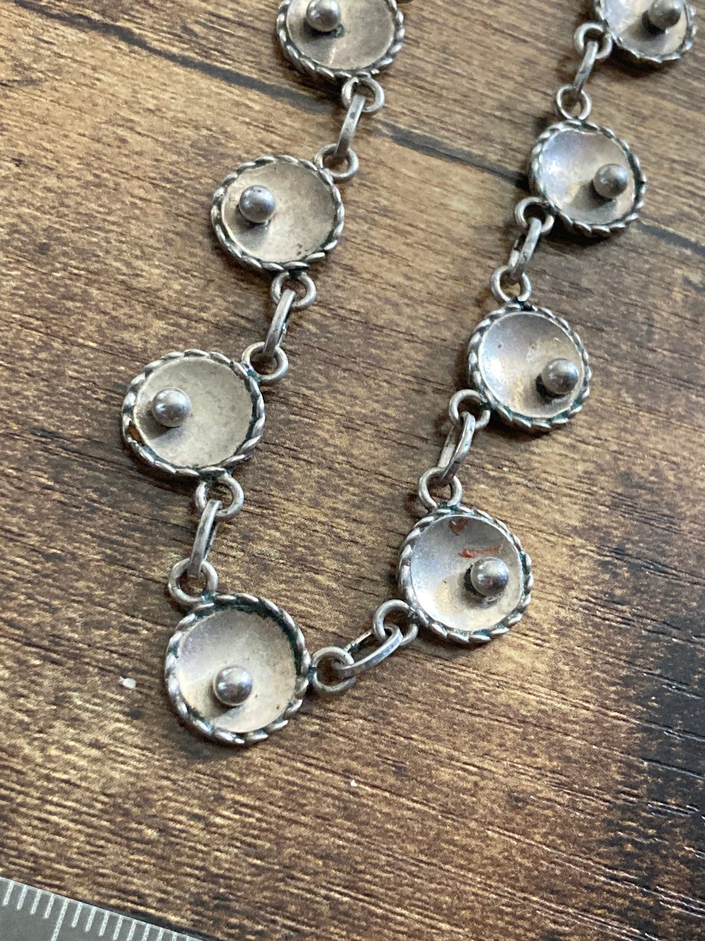 835 German continental silver modernist ball and cup chain necklace