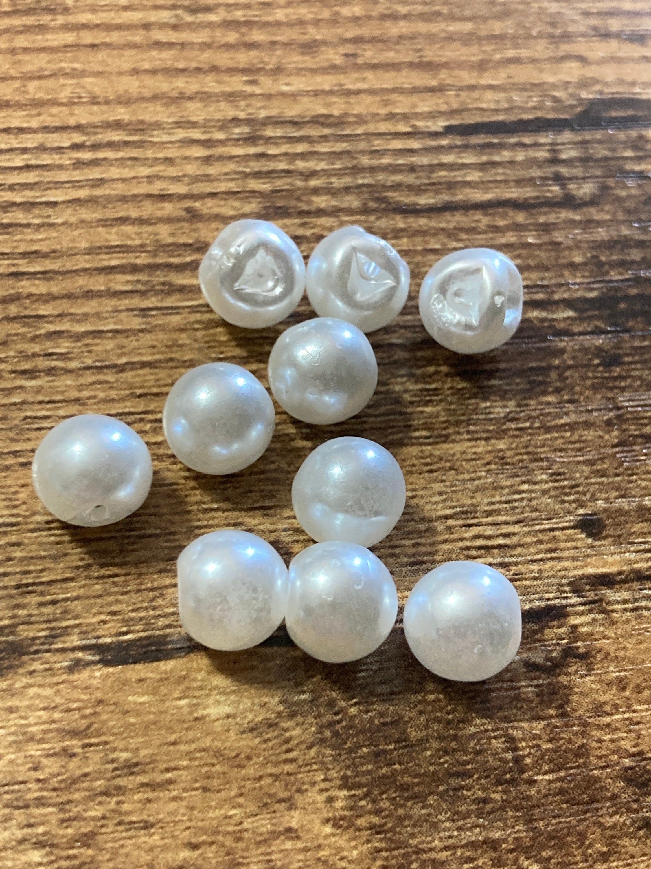 10 x 8mm plastic white Pearl small round buttons ideal for vintage gloves