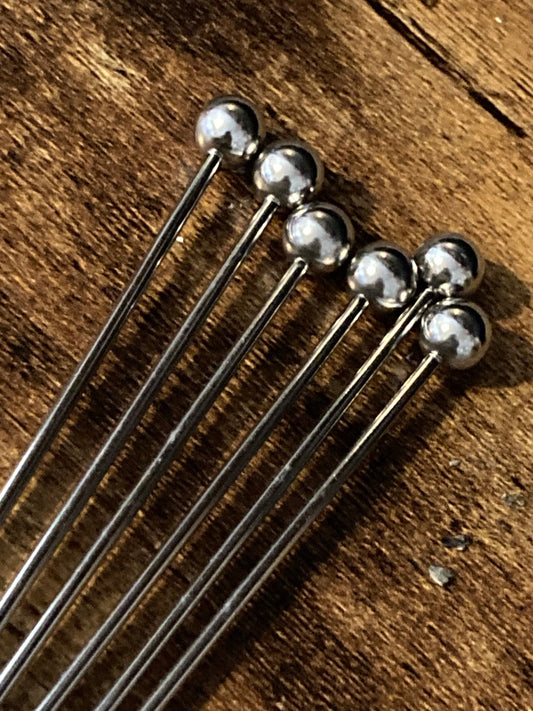 Replacement 6 x stainless steel cherry picks for vintage bar cocktail cabinet