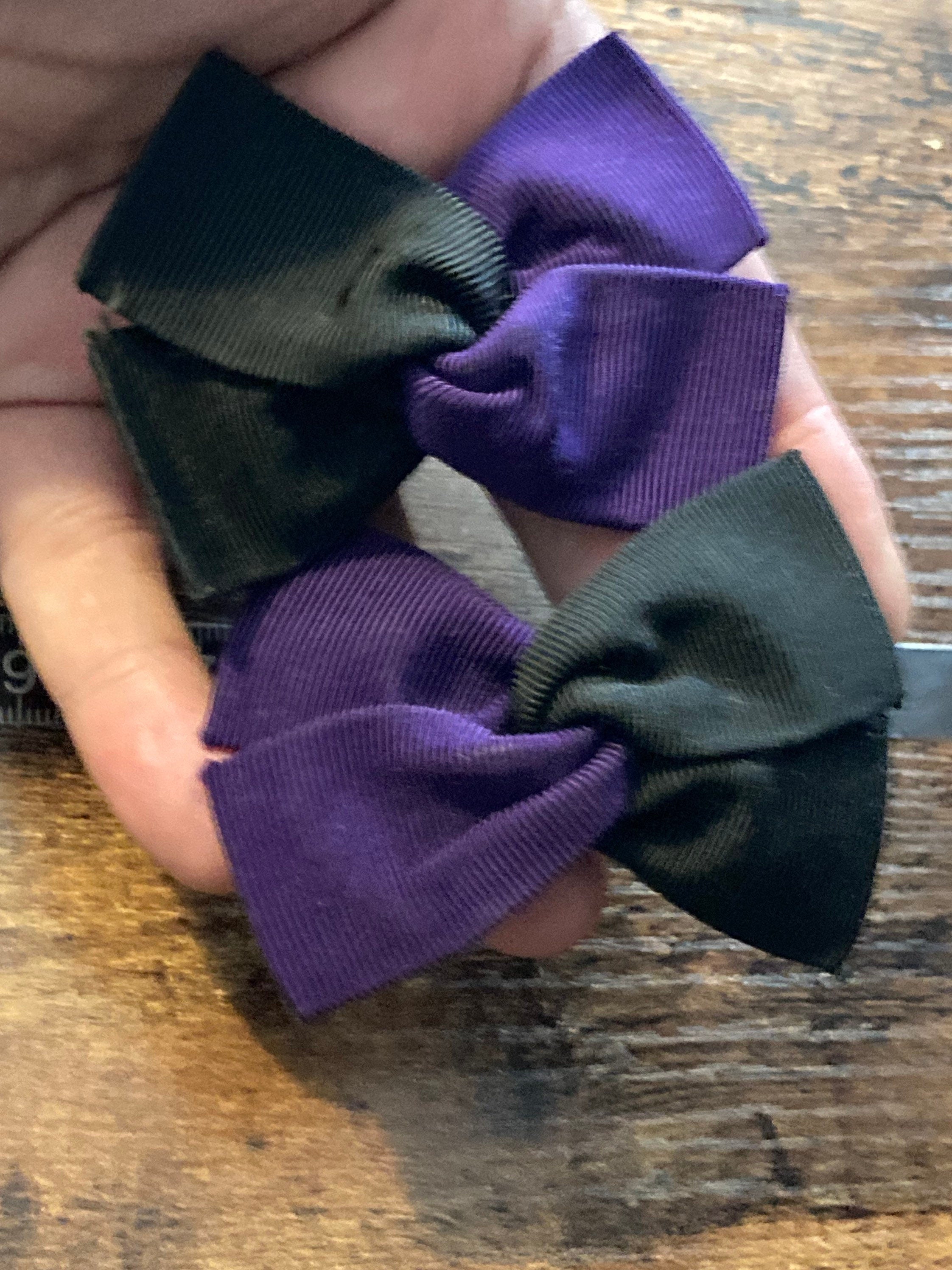 Vintage Retro Black & purple grosgrain pair of shoe clips