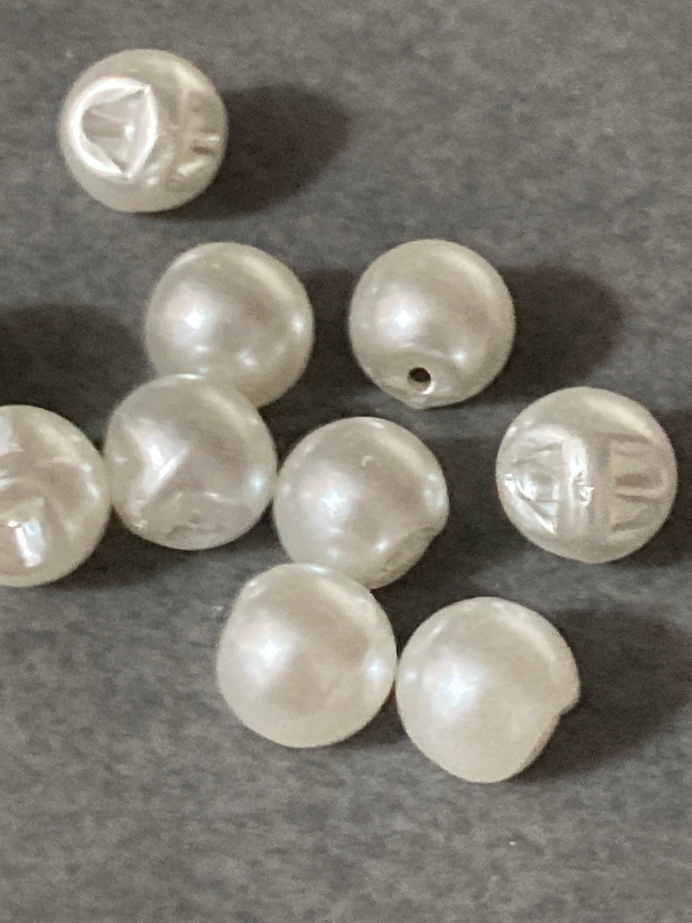 10 x 8mm plastic white Pearl small round buttons ideal for vintage gloves