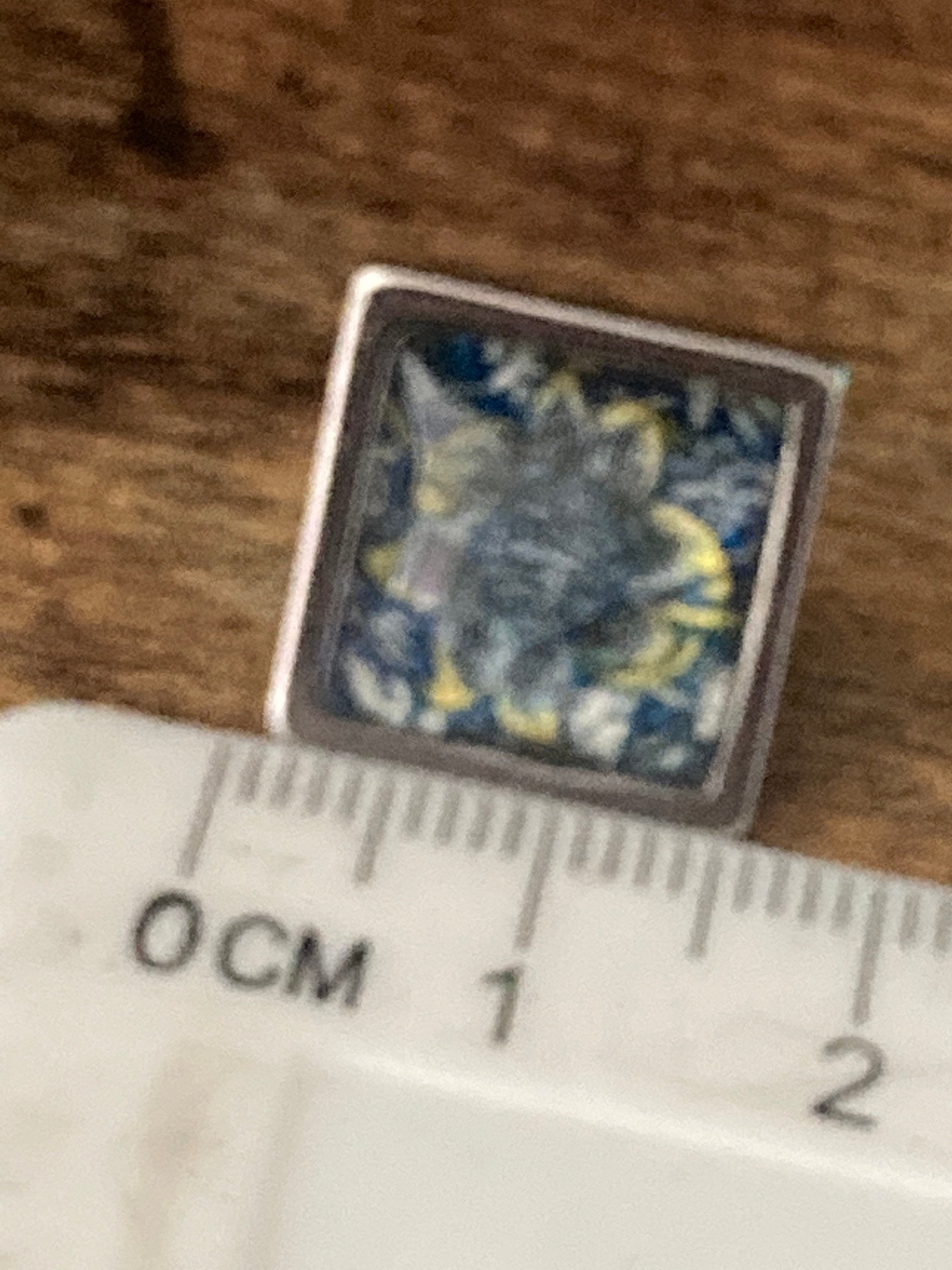 William Morris print glass stud earrings handmade sunflower stainless steel 1.5cm square