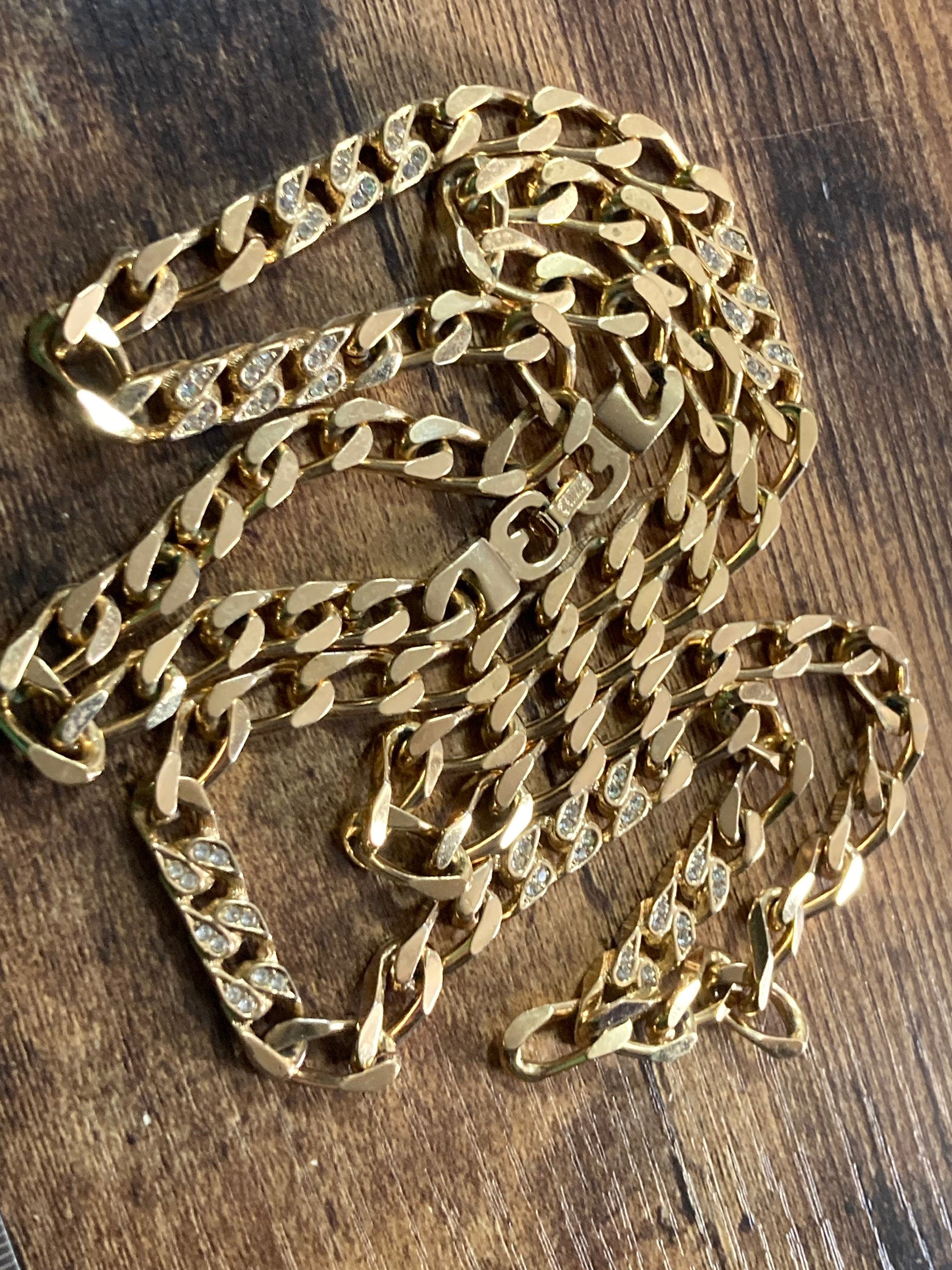 signed GROSSE Germany chunky gold plated curb chain necklace