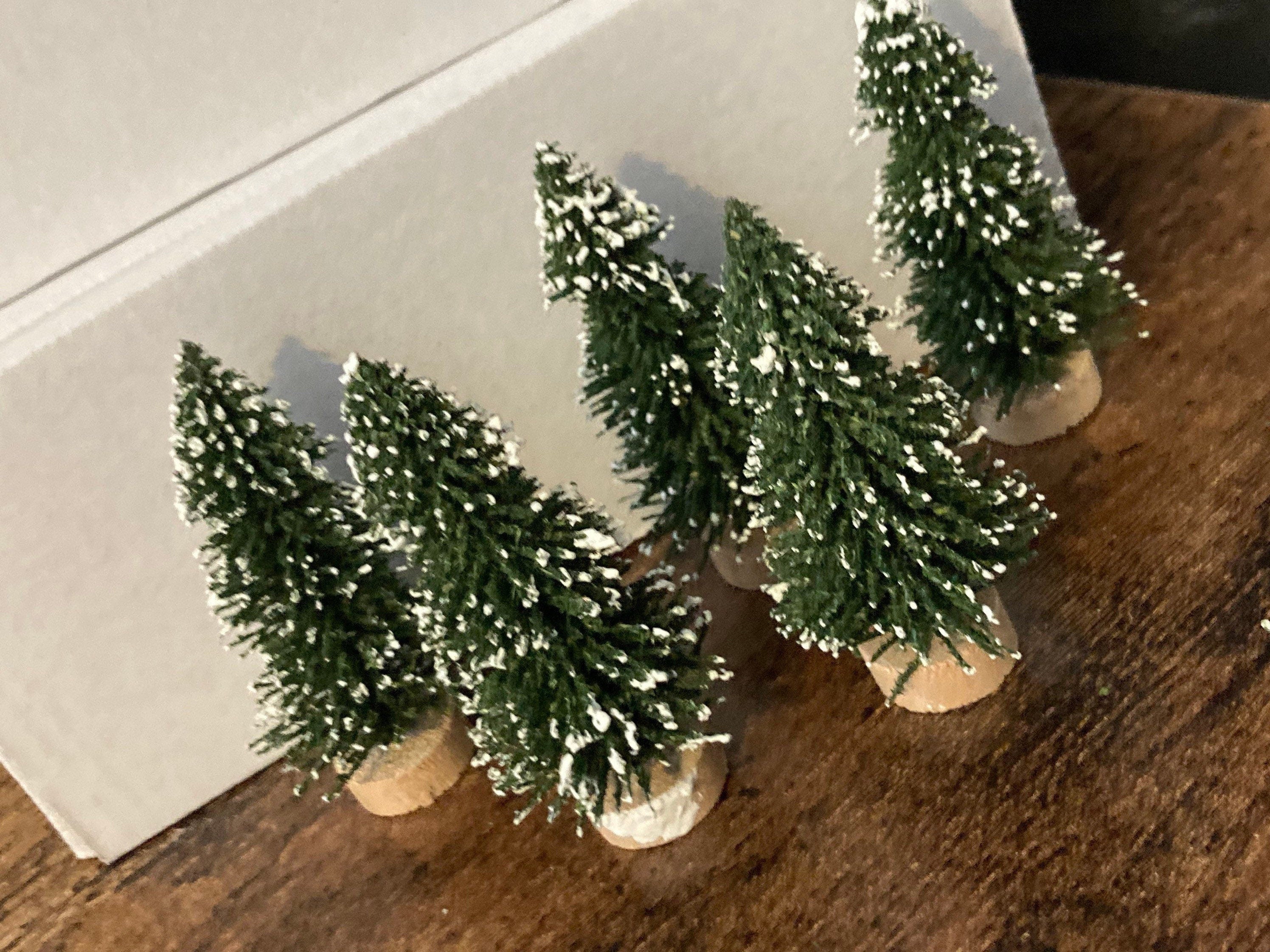 5 pieces 6cm dark green snowy miniature christmas tree for cake topper,craft and scenery