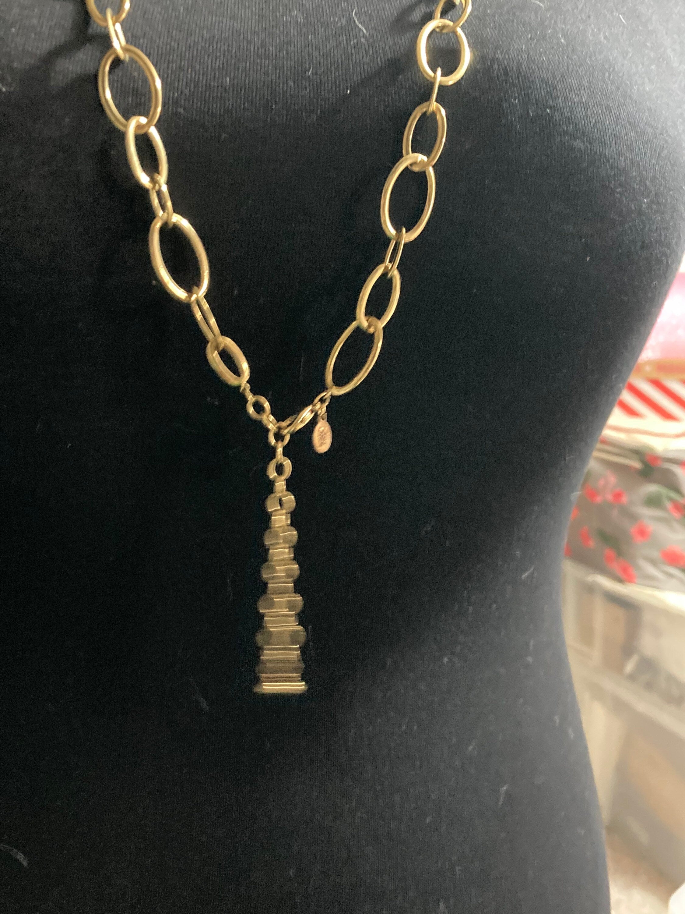 Signed Joan rivers gold plated long chunky chain necklace 100cm