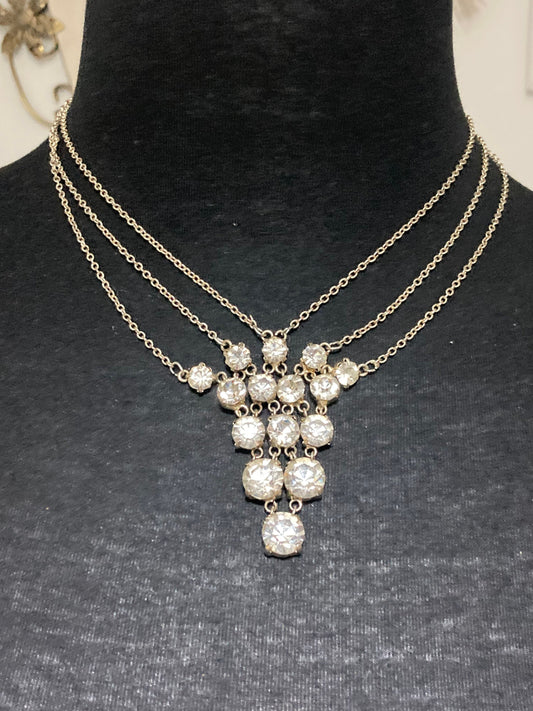 Retro diamanté glass rhinestone crystal necklace