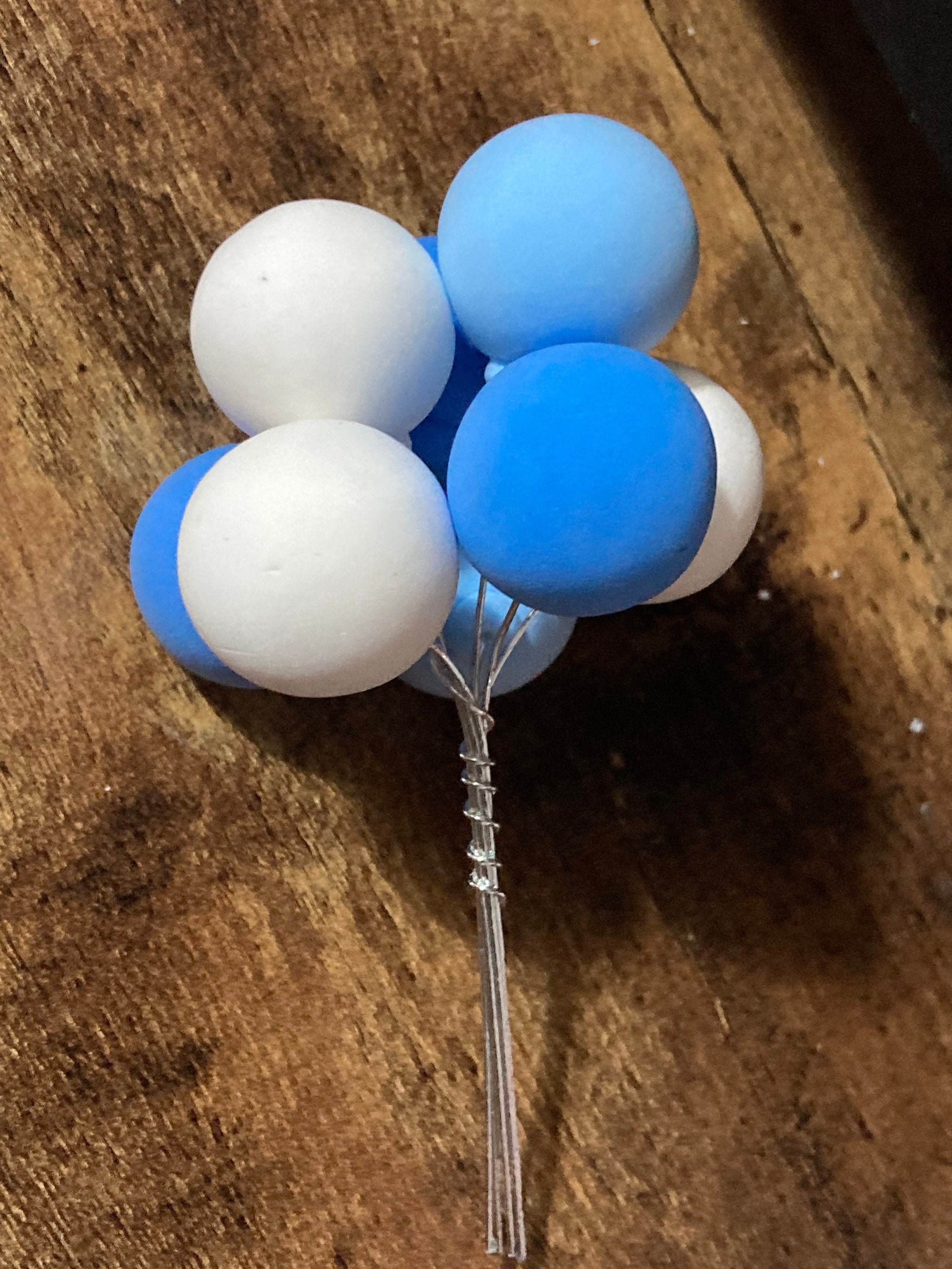 Blue & white bunch of balloons cake topper boys mens balloon birthday cake decoration