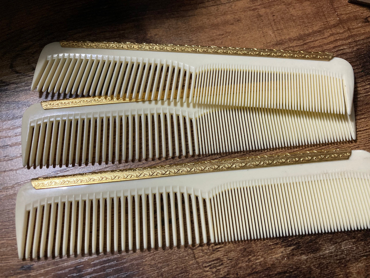 cream hair comb gold detail New old stock True vintage 1960s