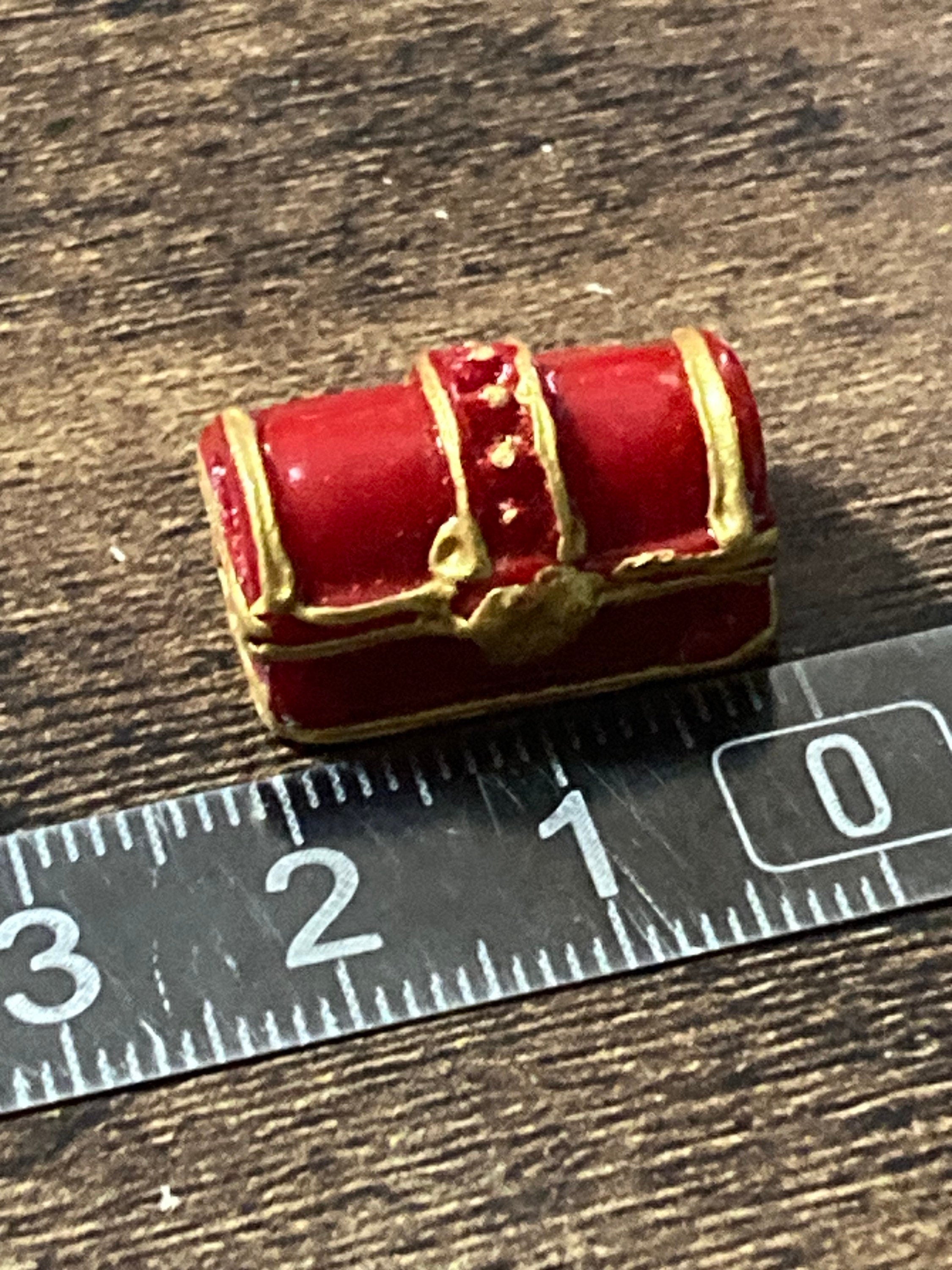 miniature deep sea pirate treasure chest cake topper decoration red gold