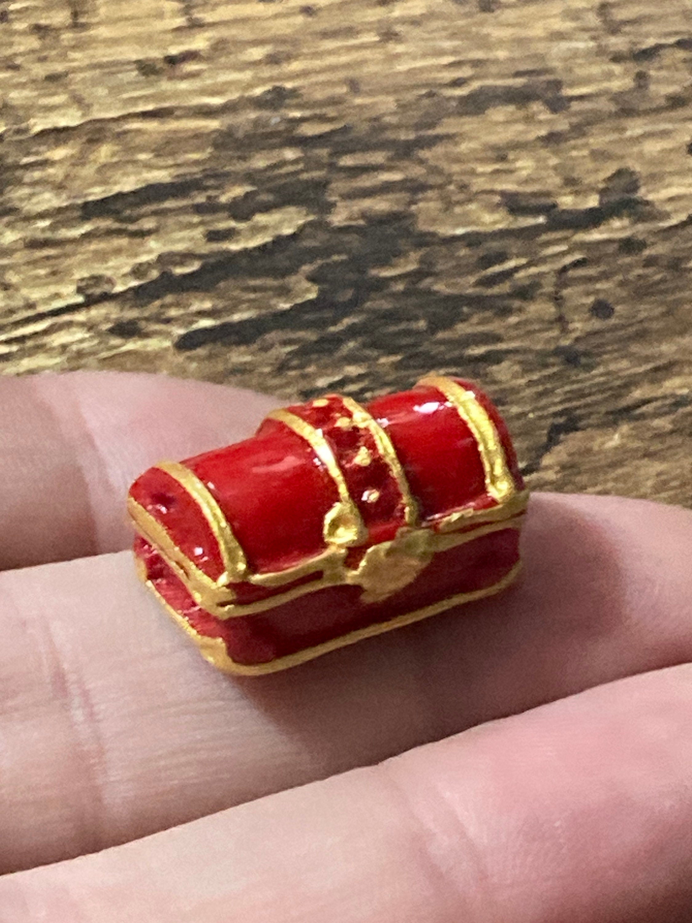 miniature deep sea pirate treasure chest cake topper decoration red gold