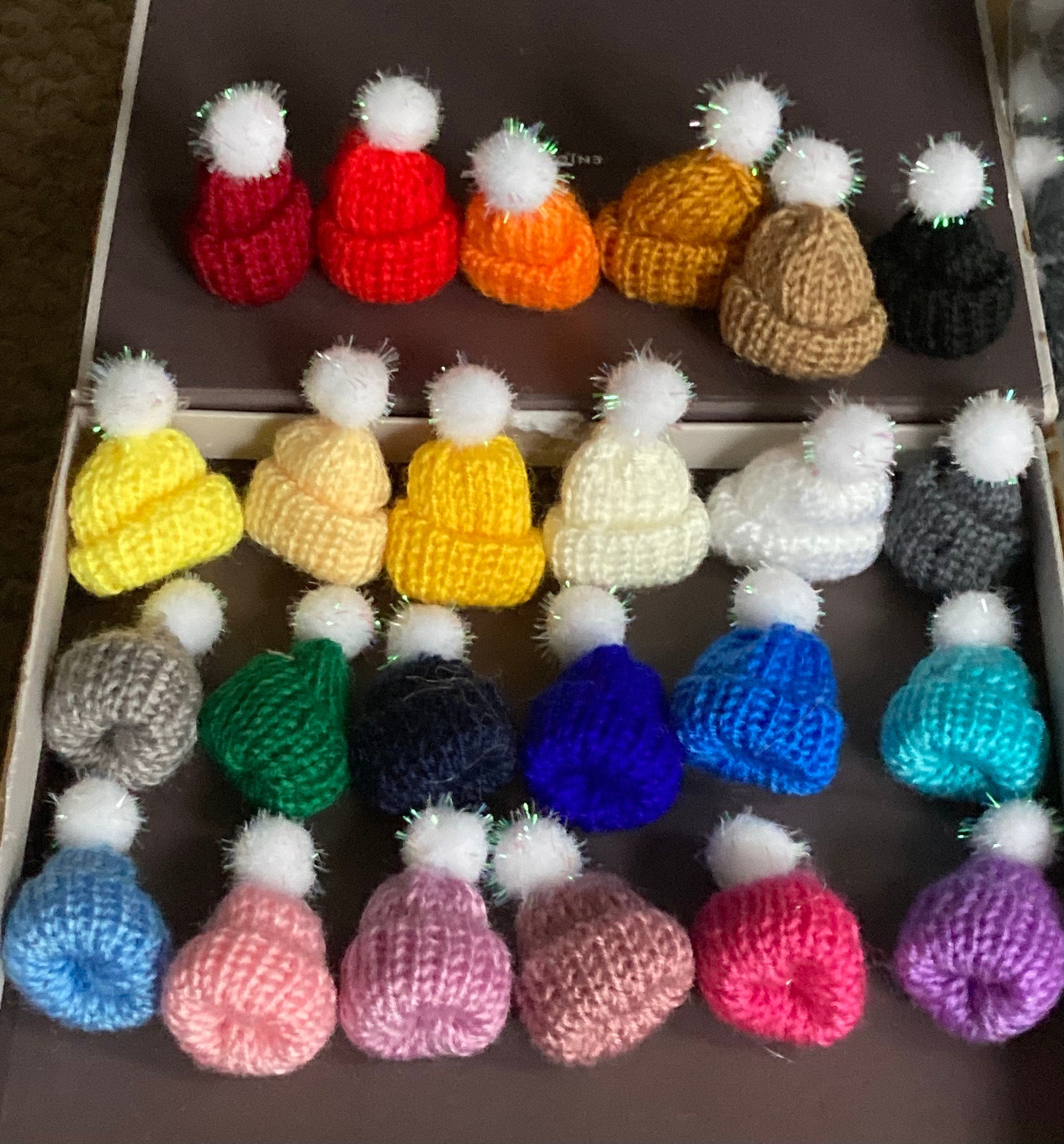 Mini bobble hats cake topper decorations wool craft bottle tops price per hat