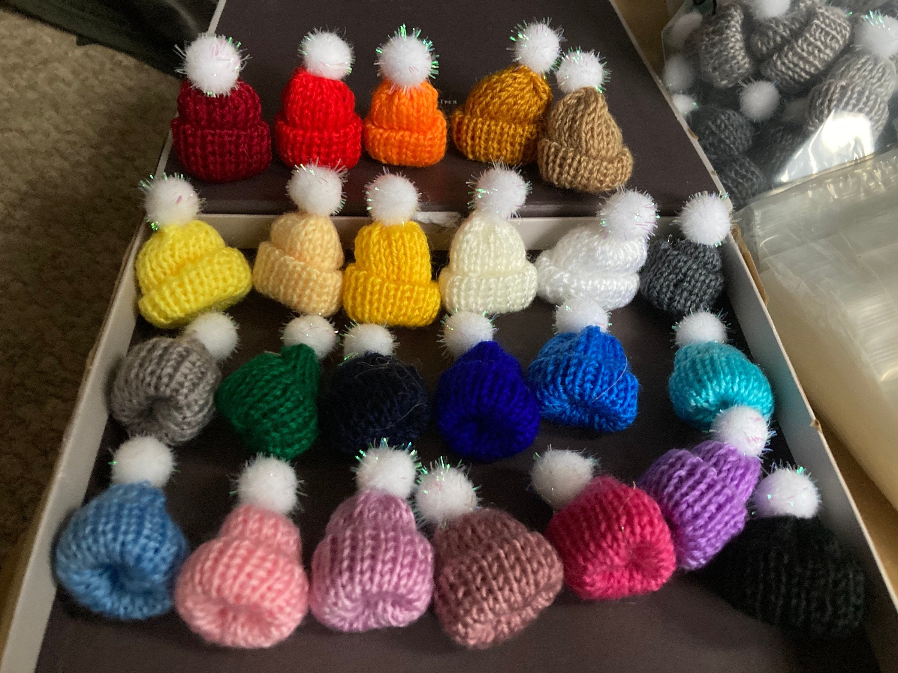 Mini bobble hats cake topper decorations wool craft bottle tops price per hat