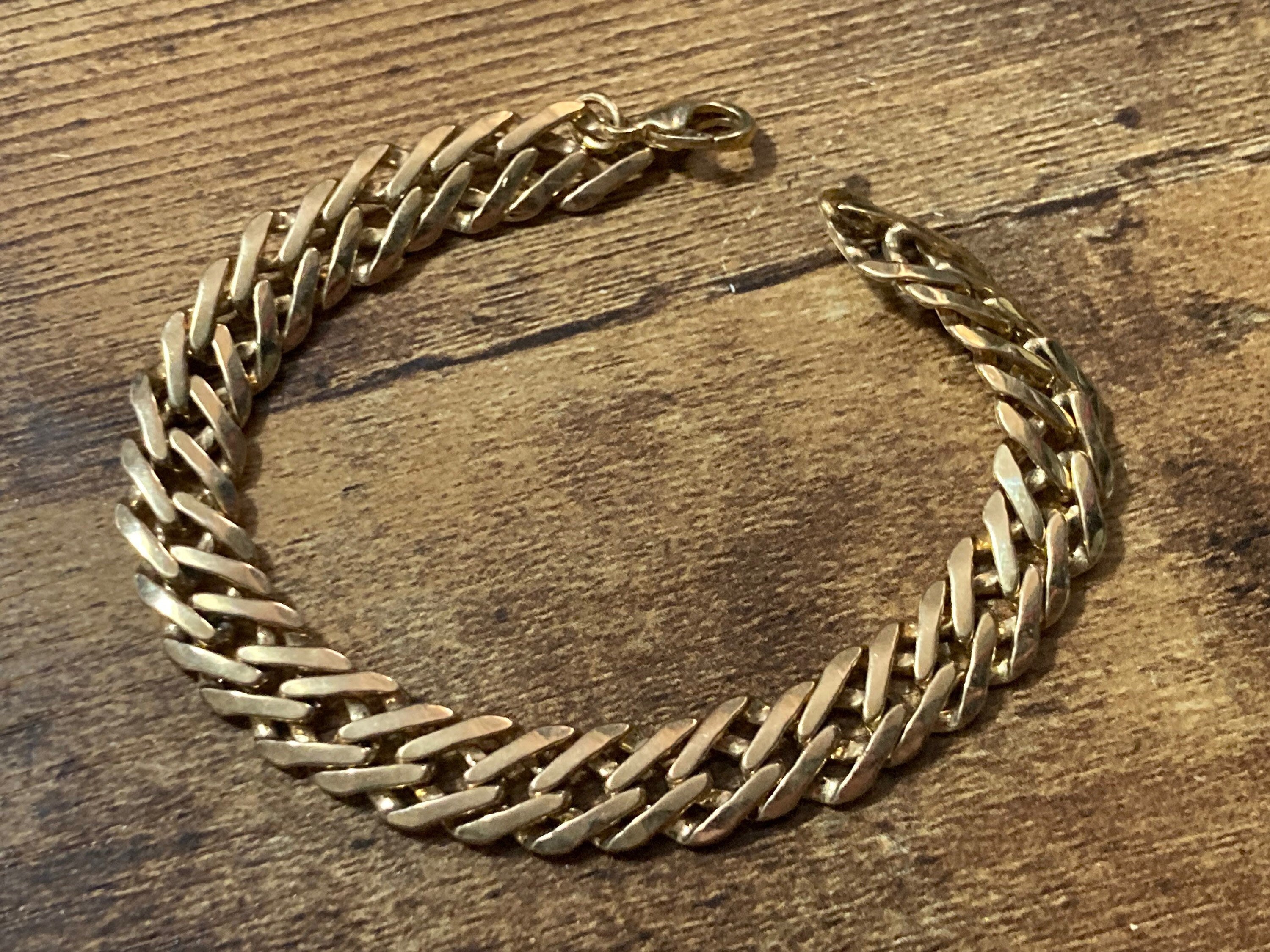 Retro 1980s gold plated plain chain link bracelet 19cm long