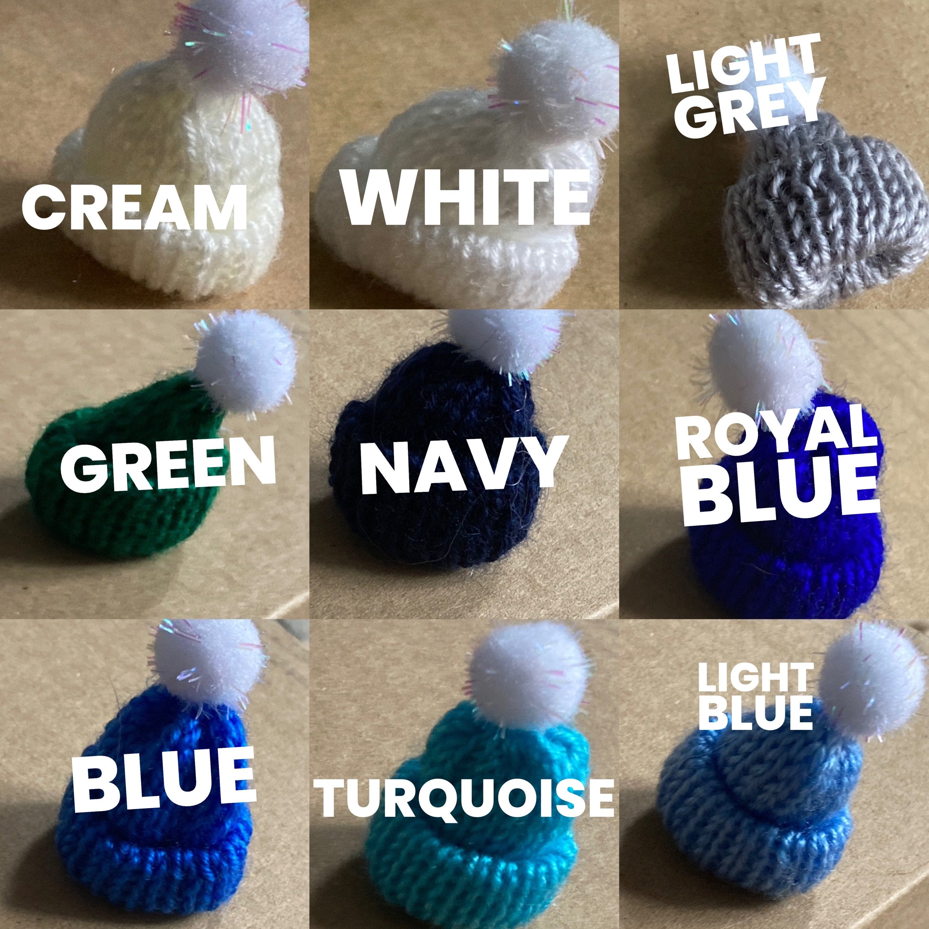 Mini bobble hats cake topper decorations wool craft bottle tops price per hat