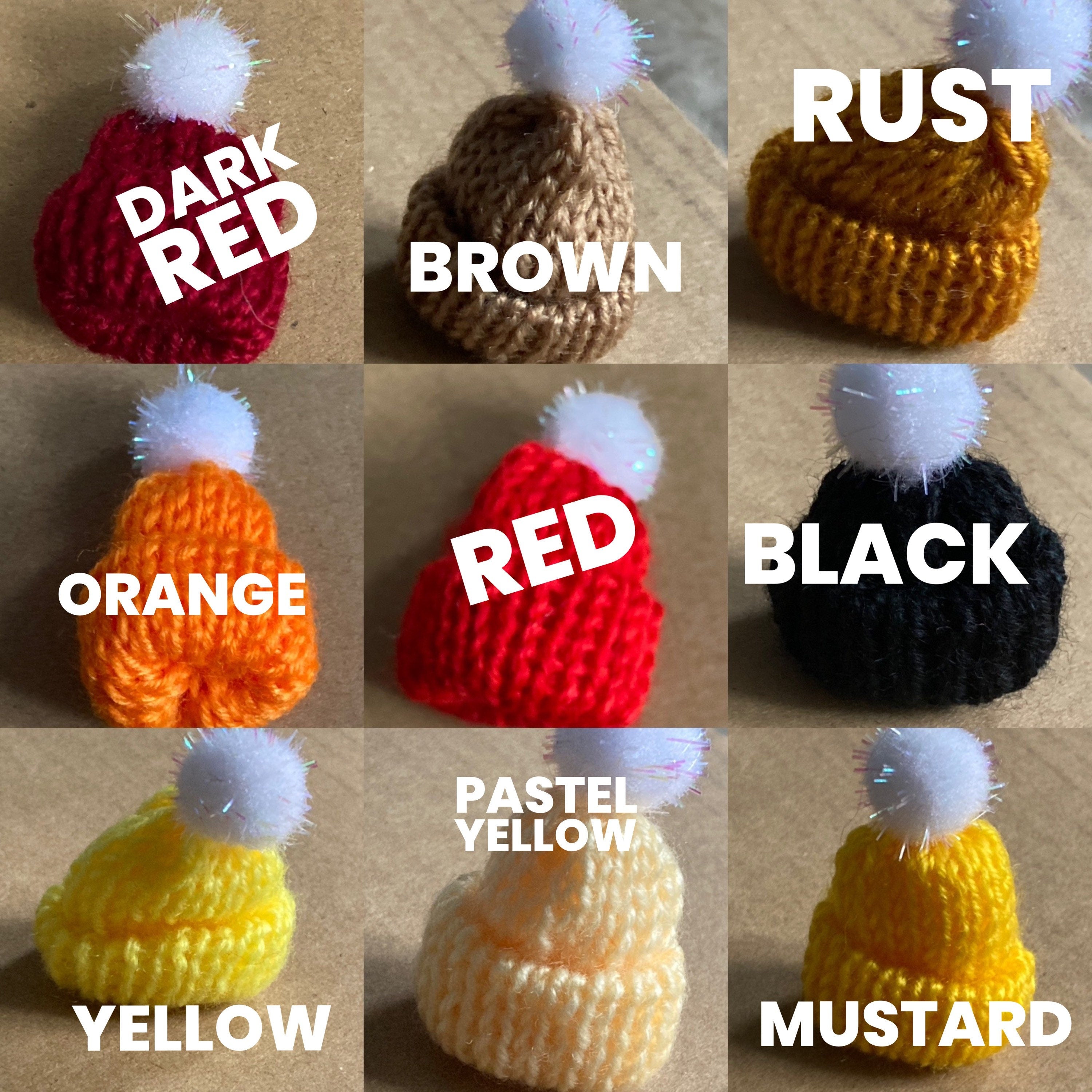 Mini bobble hats cake topper decorations wool craft bottle tops price per hat