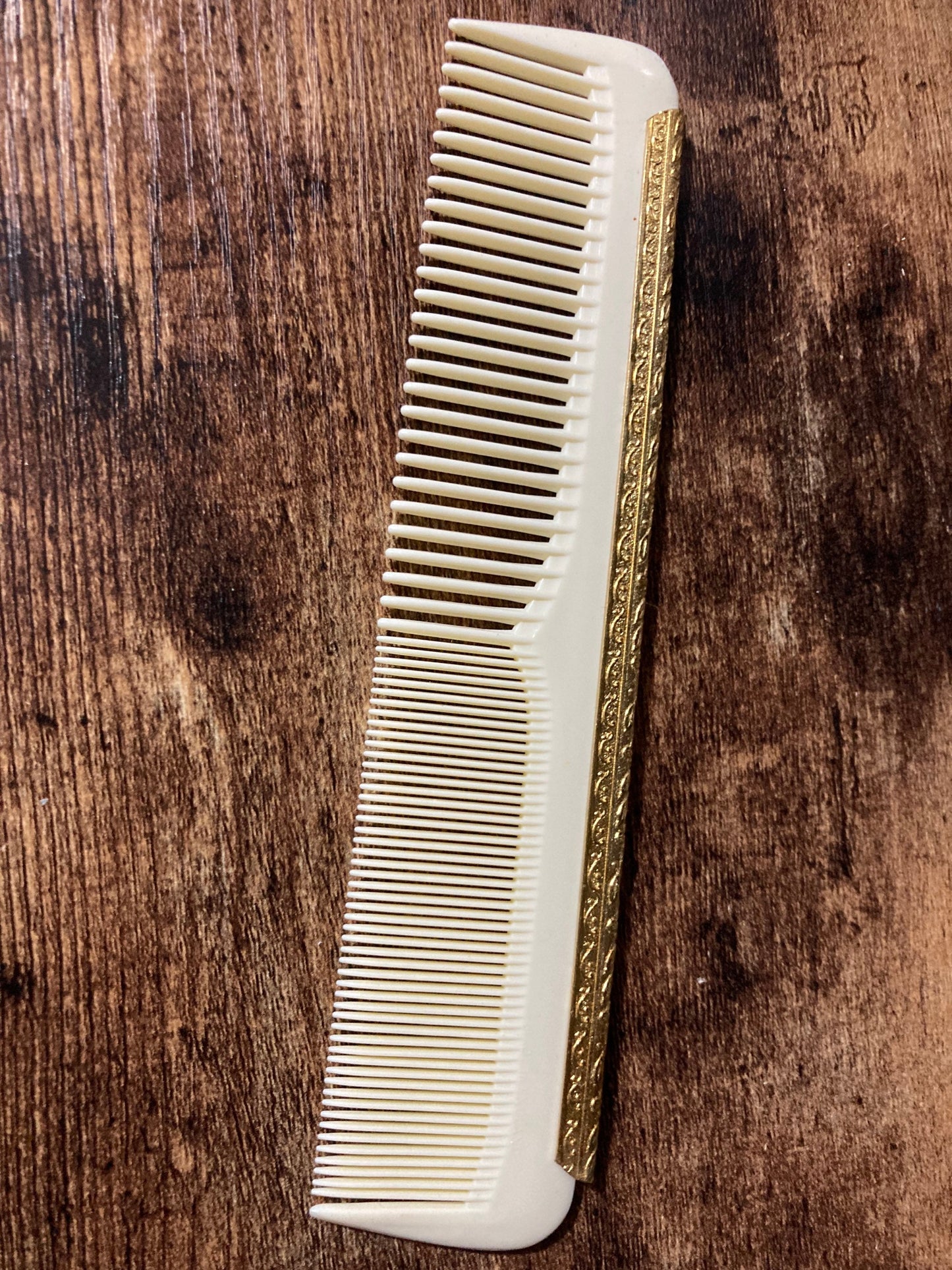 cream hair comb gold detail New old stock True vintage 1960s