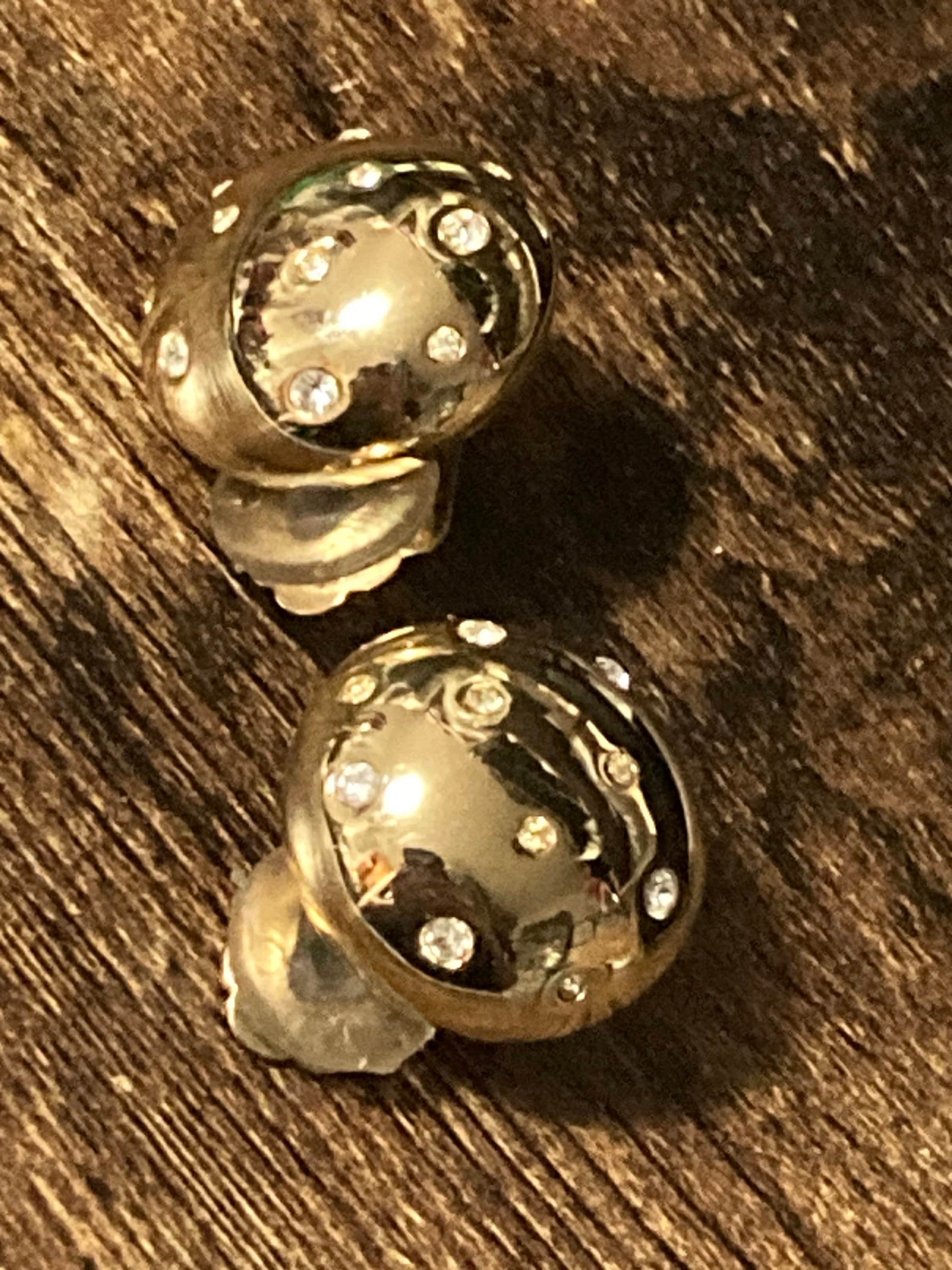 Signed GROSSE German designer diamanté dome clip on earrings