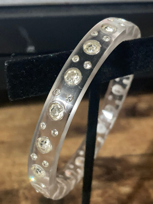 Art Deco style early clear plastic super sparkly clear diamanté paste bangle