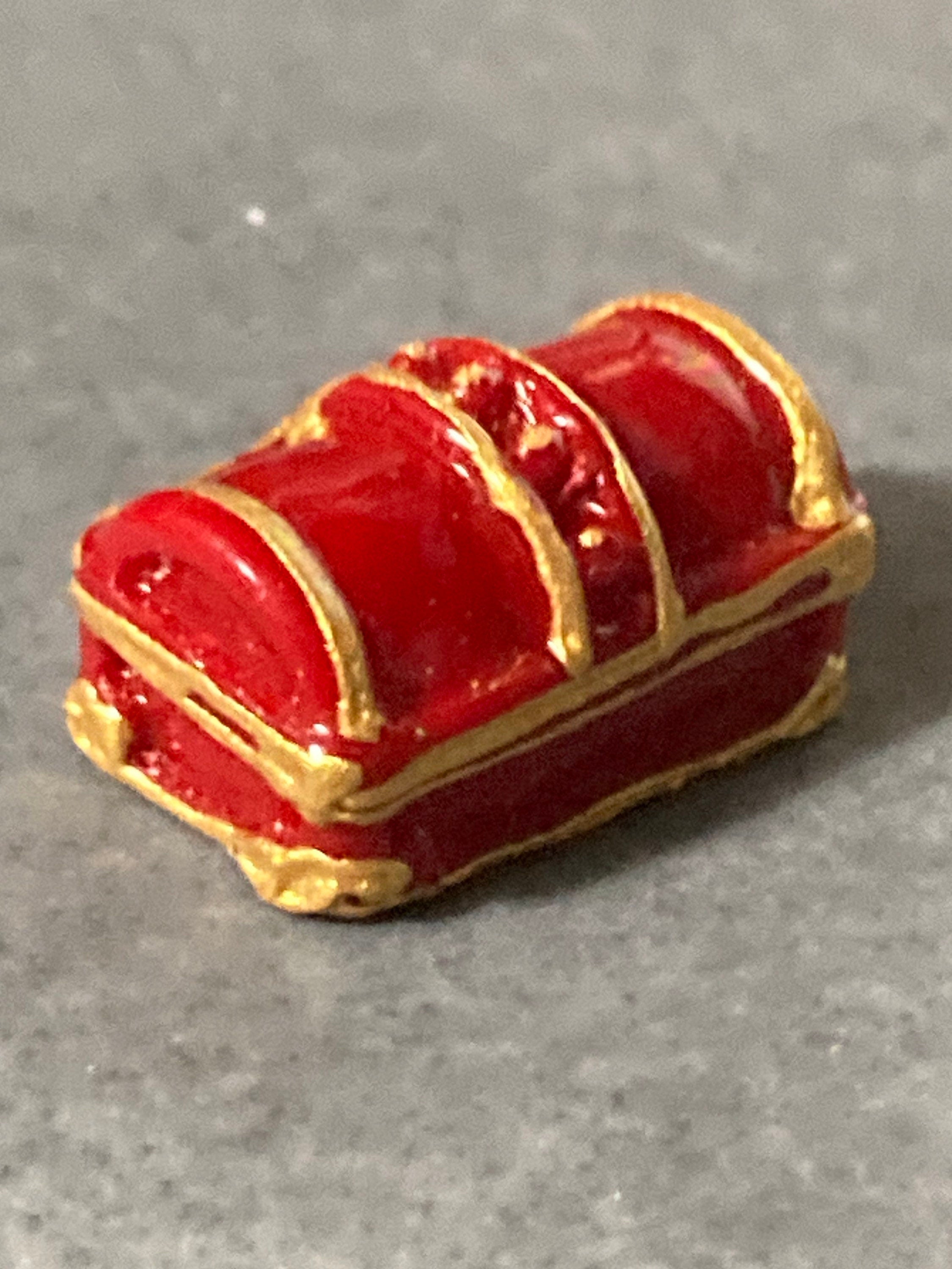 miniature deep sea pirate treasure chest cake topper decoration red gold