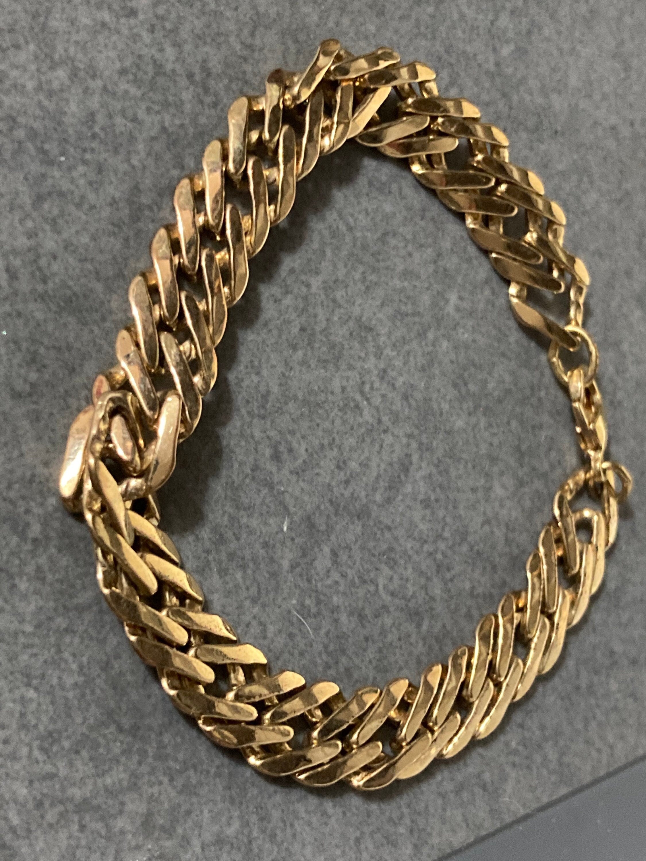 Retro 1980s gold plated plain chain link bracelet 19cm long