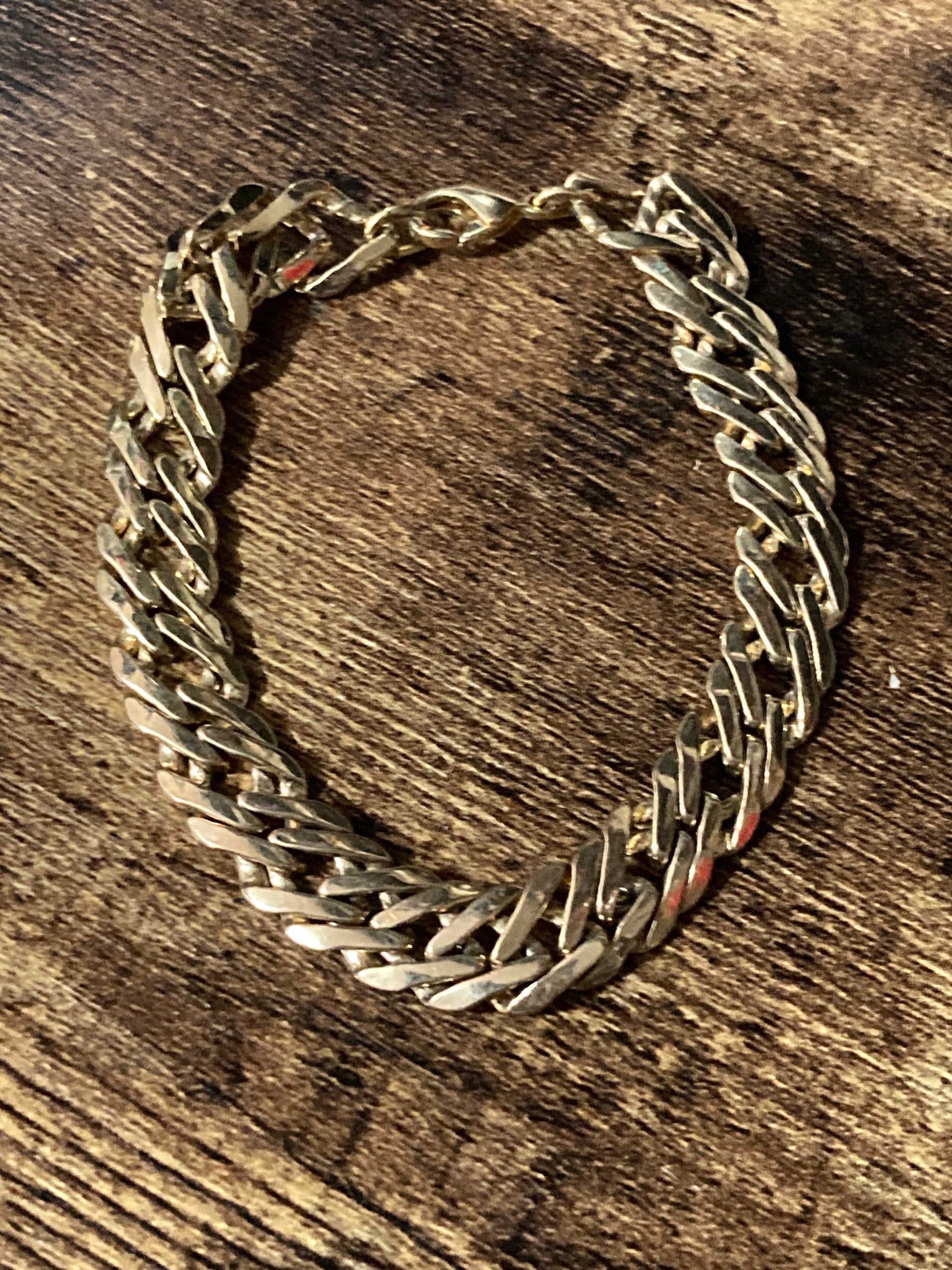 Retro 1980s gold plated plain chain link bracelet 19cm long