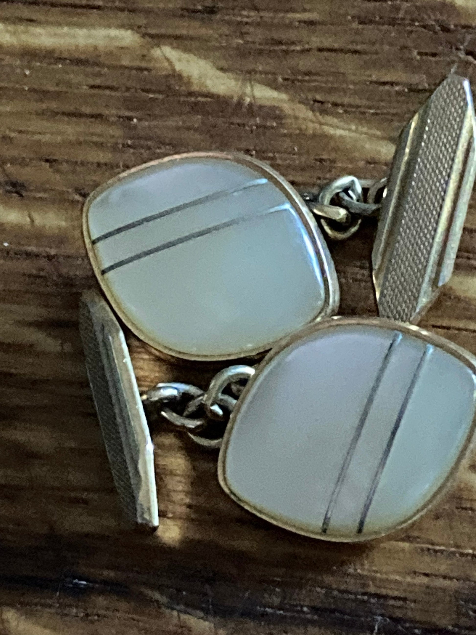 1970s vintage gold tone glass MOP pearl cufflinks ladies men's