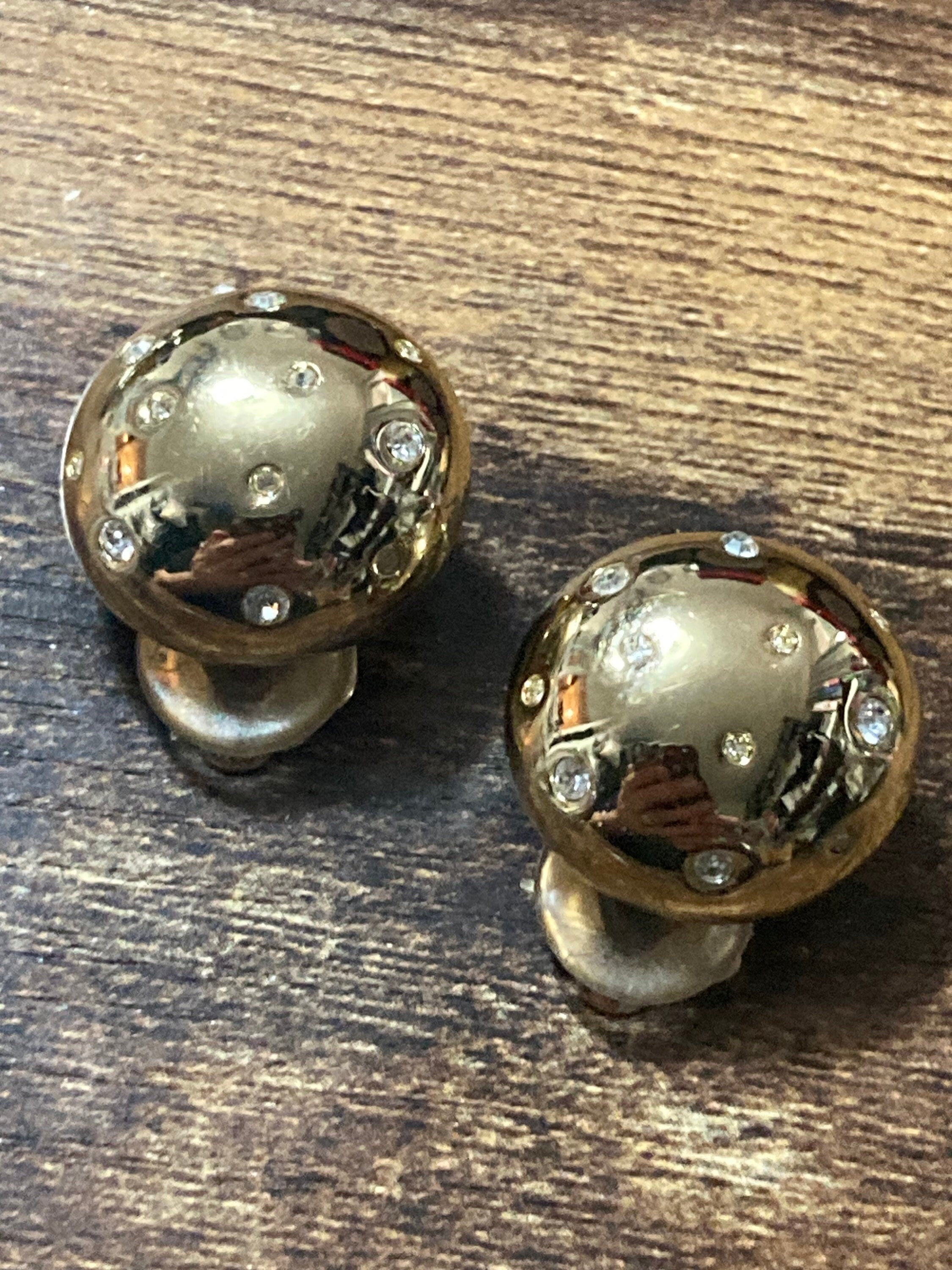 Signed GROSSE German designer diamanté dome clip on earrings