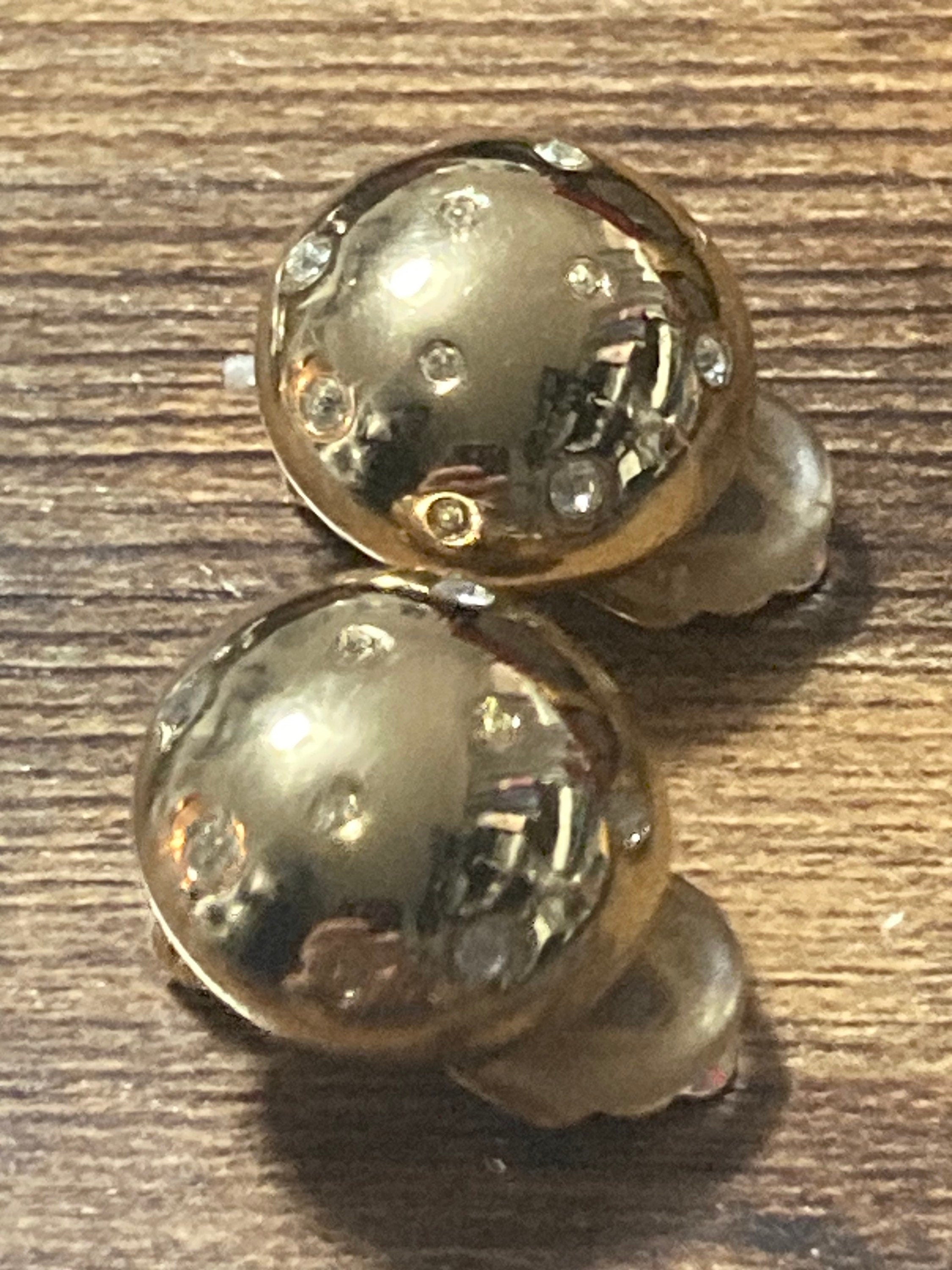 Signed GROSSE German designer diamanté dome clip on earrings